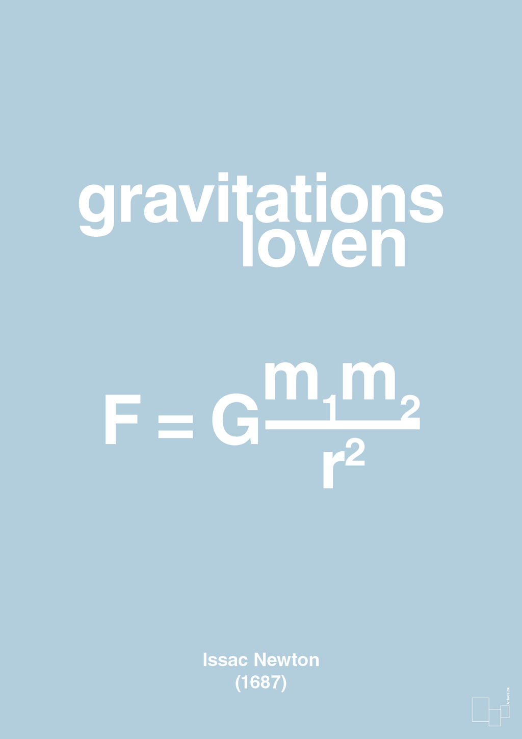 plakat: gravitations loven - heavenly blue-Ligninger-A1two3