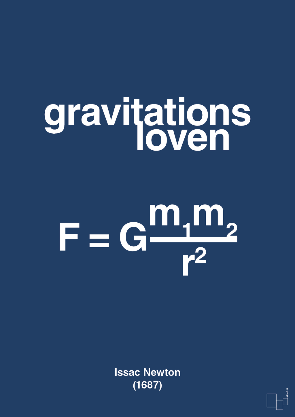 plakat: gravitations loven - lapis blue-Ligninger-A1two3