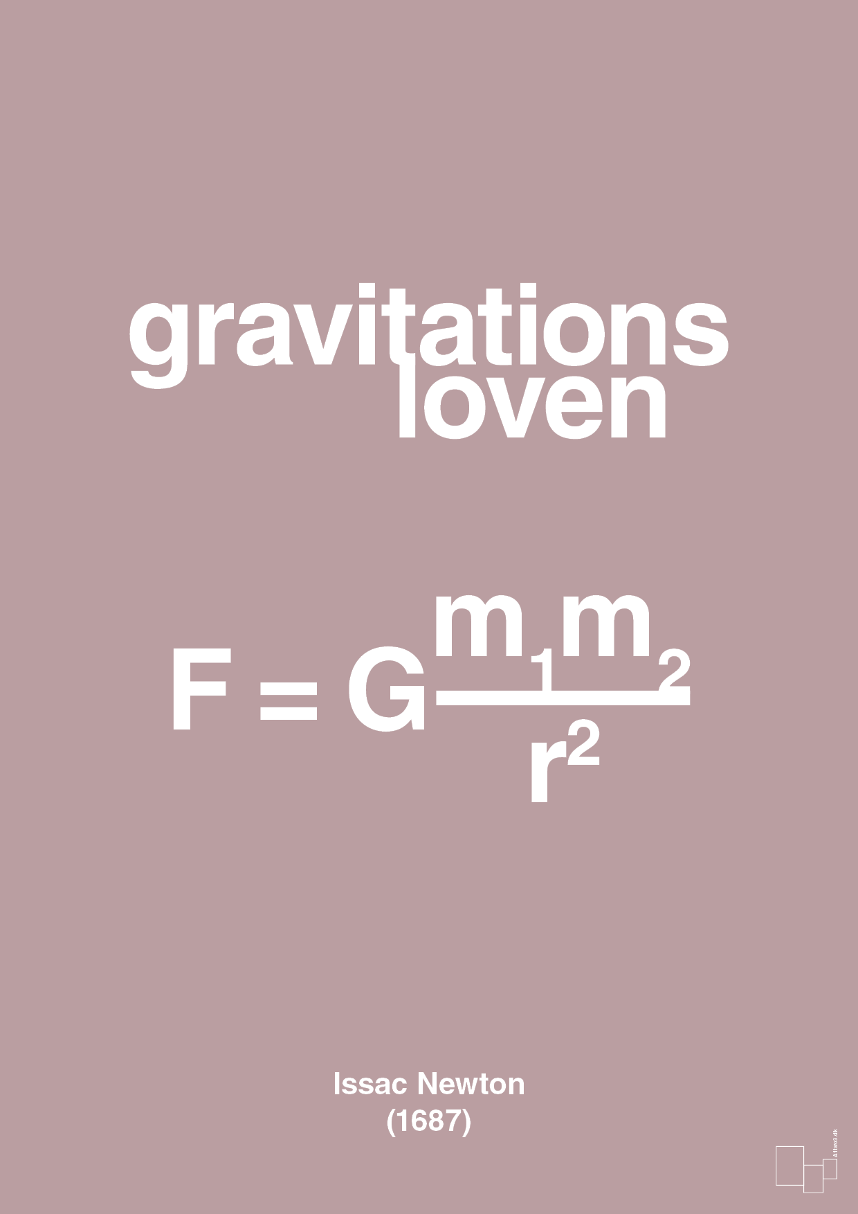 plakat: gravitations loven - light rose-Ligninger-A1two3