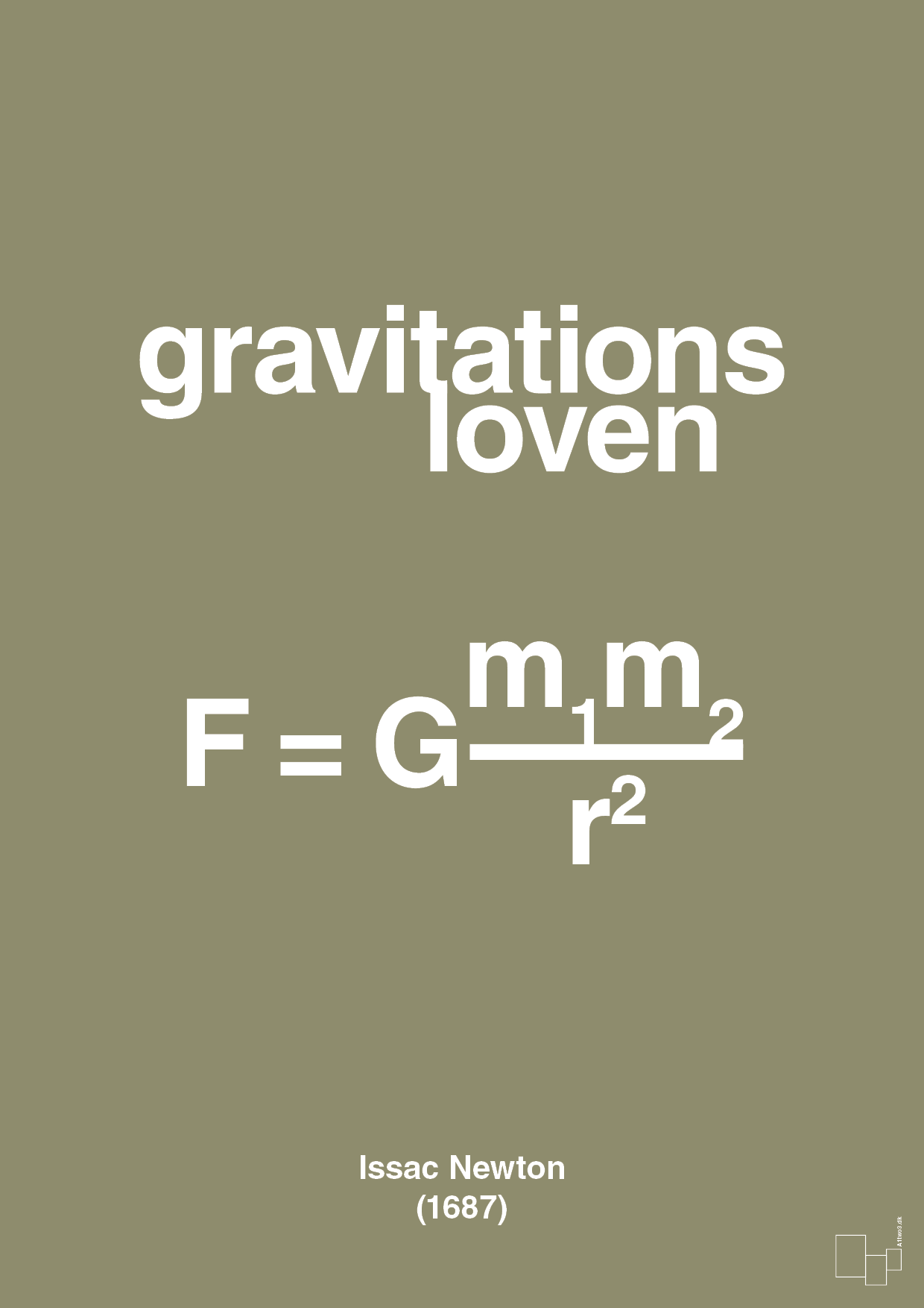plakat: gravitations loven - misty forrest-Ligninger-A1two3
