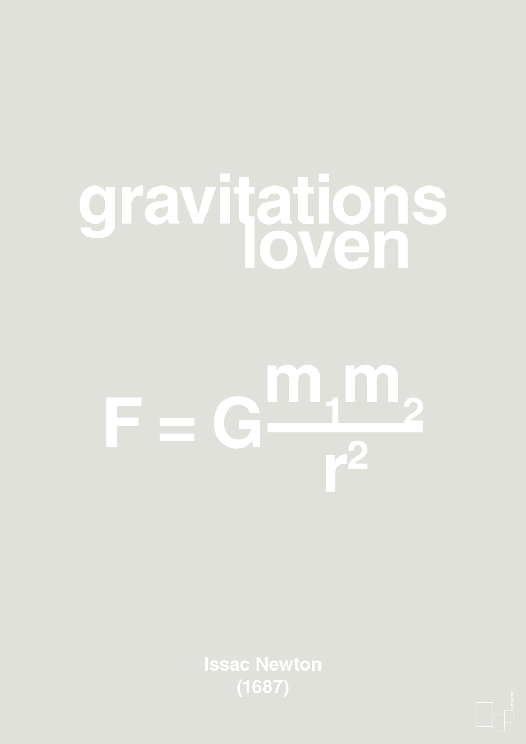 plakat: gravitations loven - painters white-Ligninger-A1two3