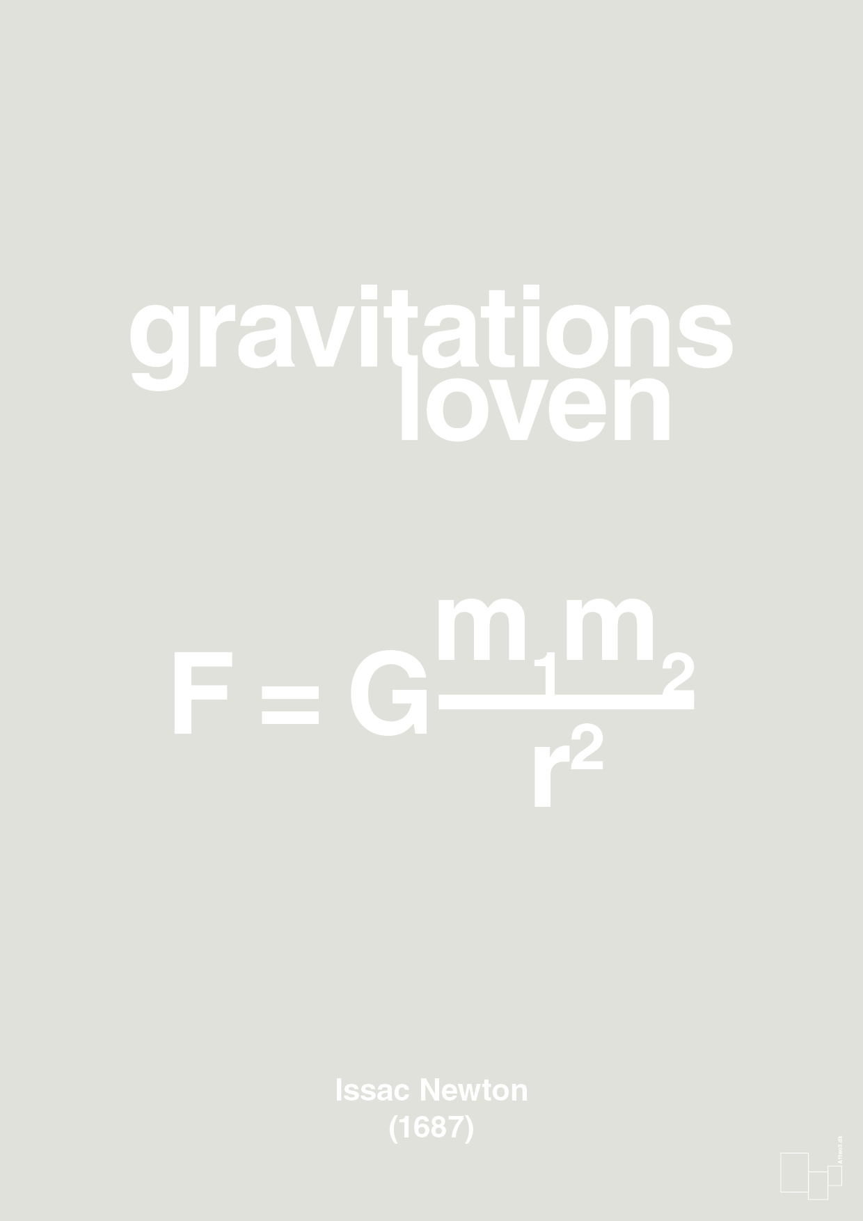 plakat: gravitations loven - painters white-Ligninger-A1two3