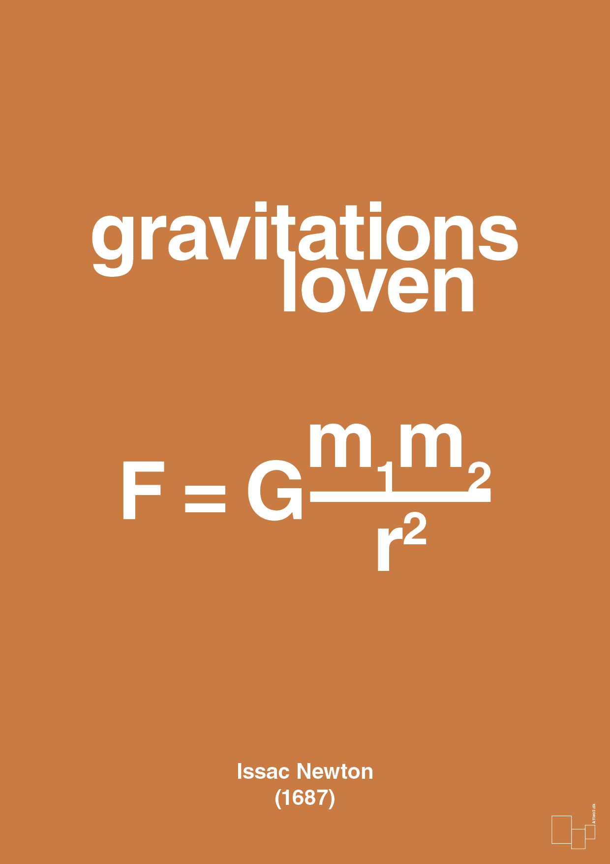 plakat: gravitations loven - rumba orange-Ligninger-A1two3