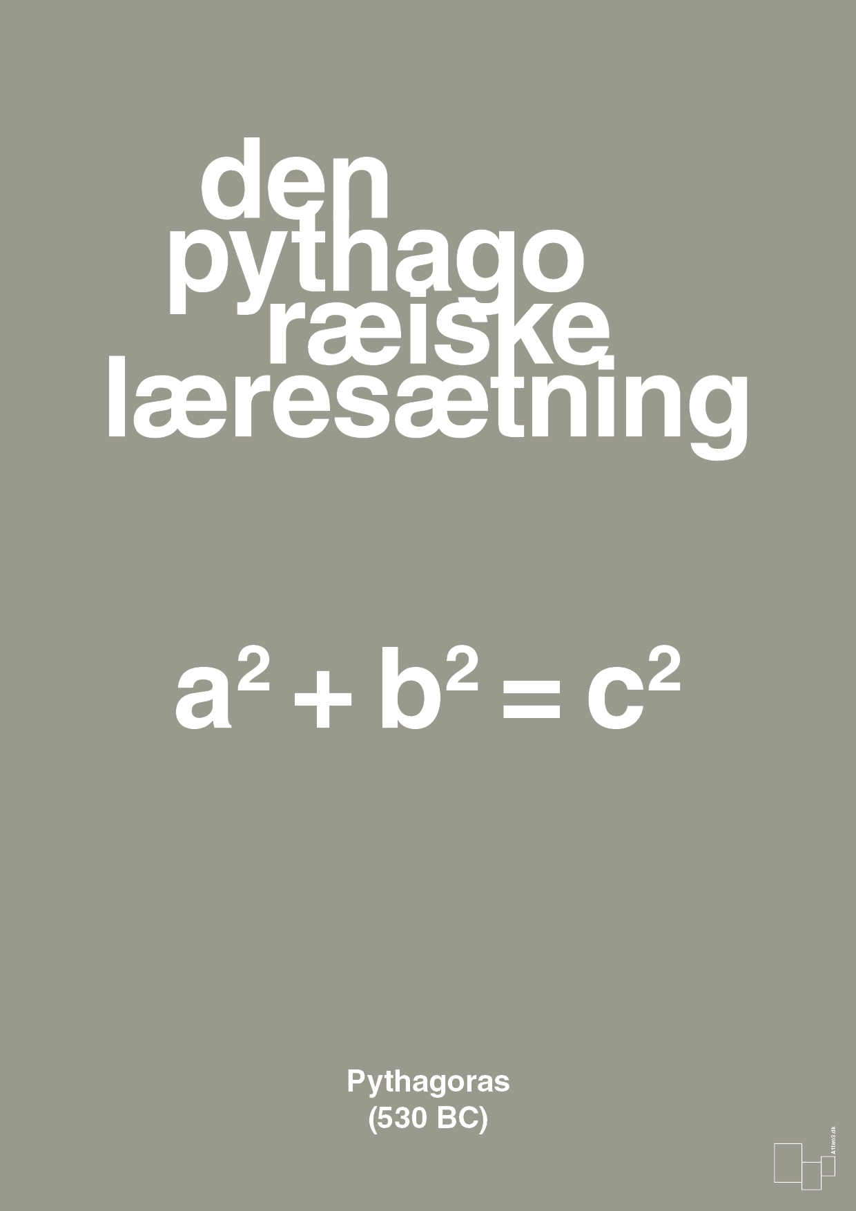 plakat: den pythagoræiske læresætning - battleship gray-Ligninger-A1two3