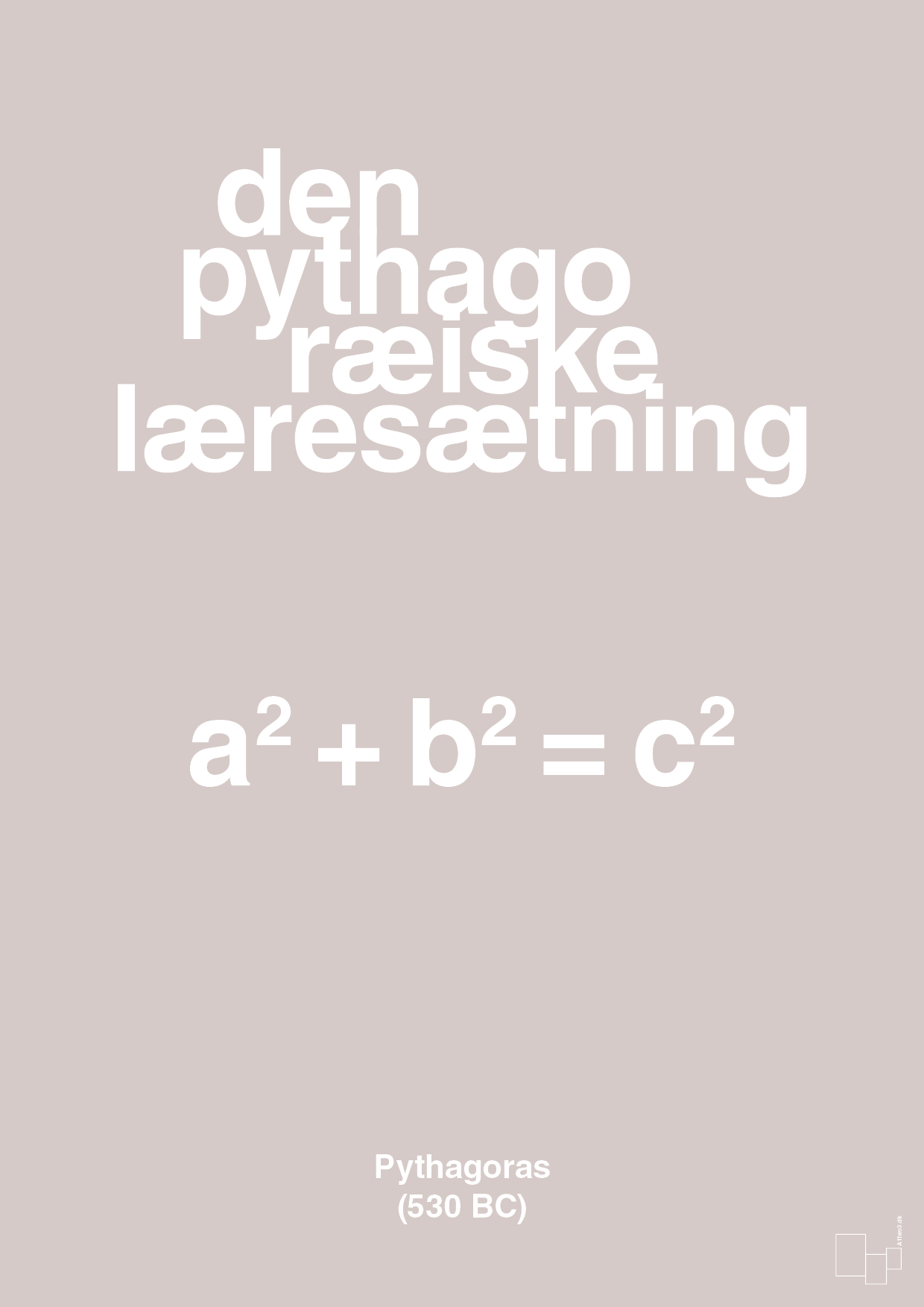 plakat: den pythagoræiske læresætning - broken beige-Ligninger-A1two3