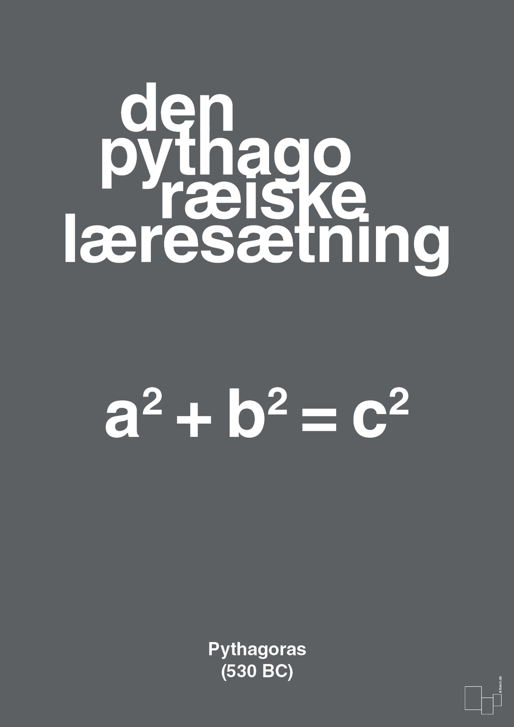 plakat: den pythagoræiske læresætning - graphic charcoal-Ligninger-A1two3