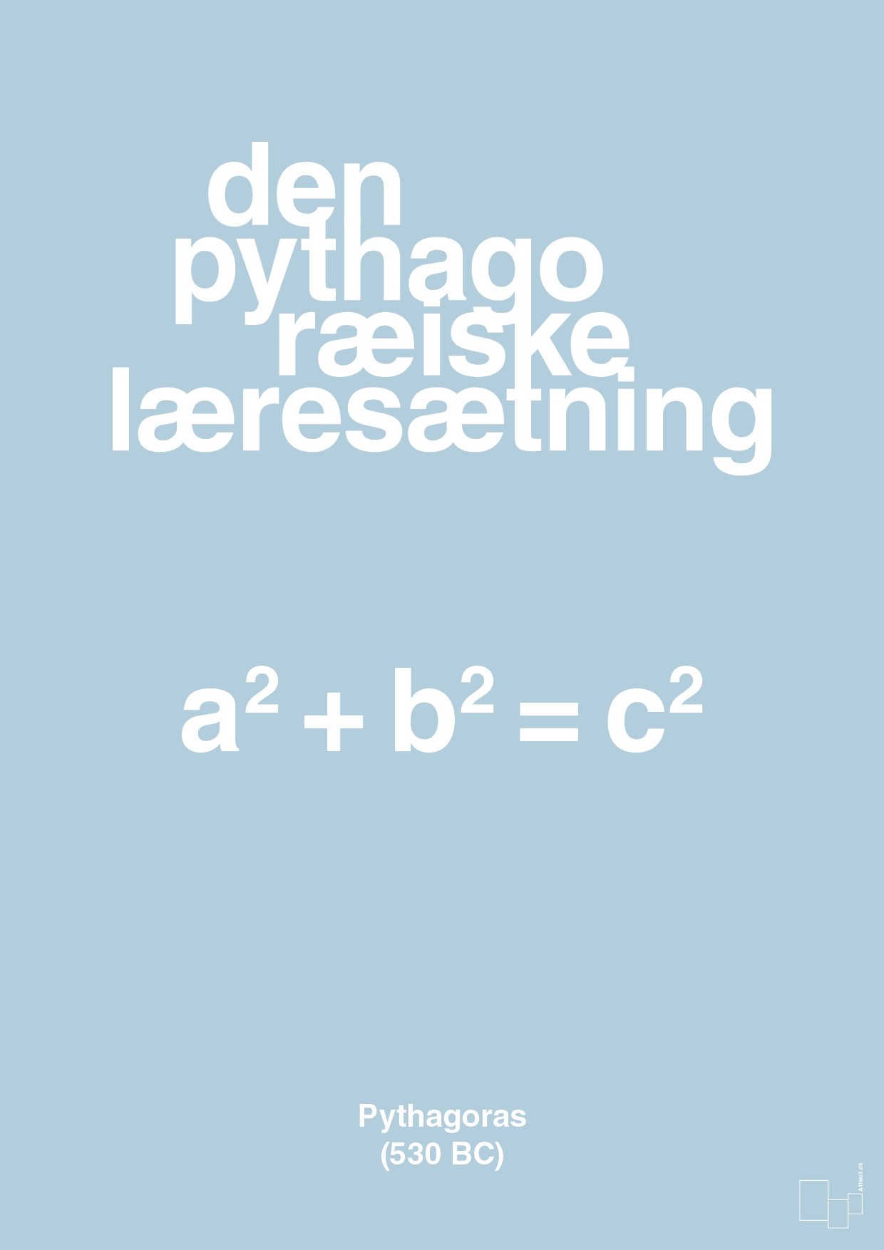 plakat: den pythagoræiske læresætning - heavenly blue-Ligninger-A1two3