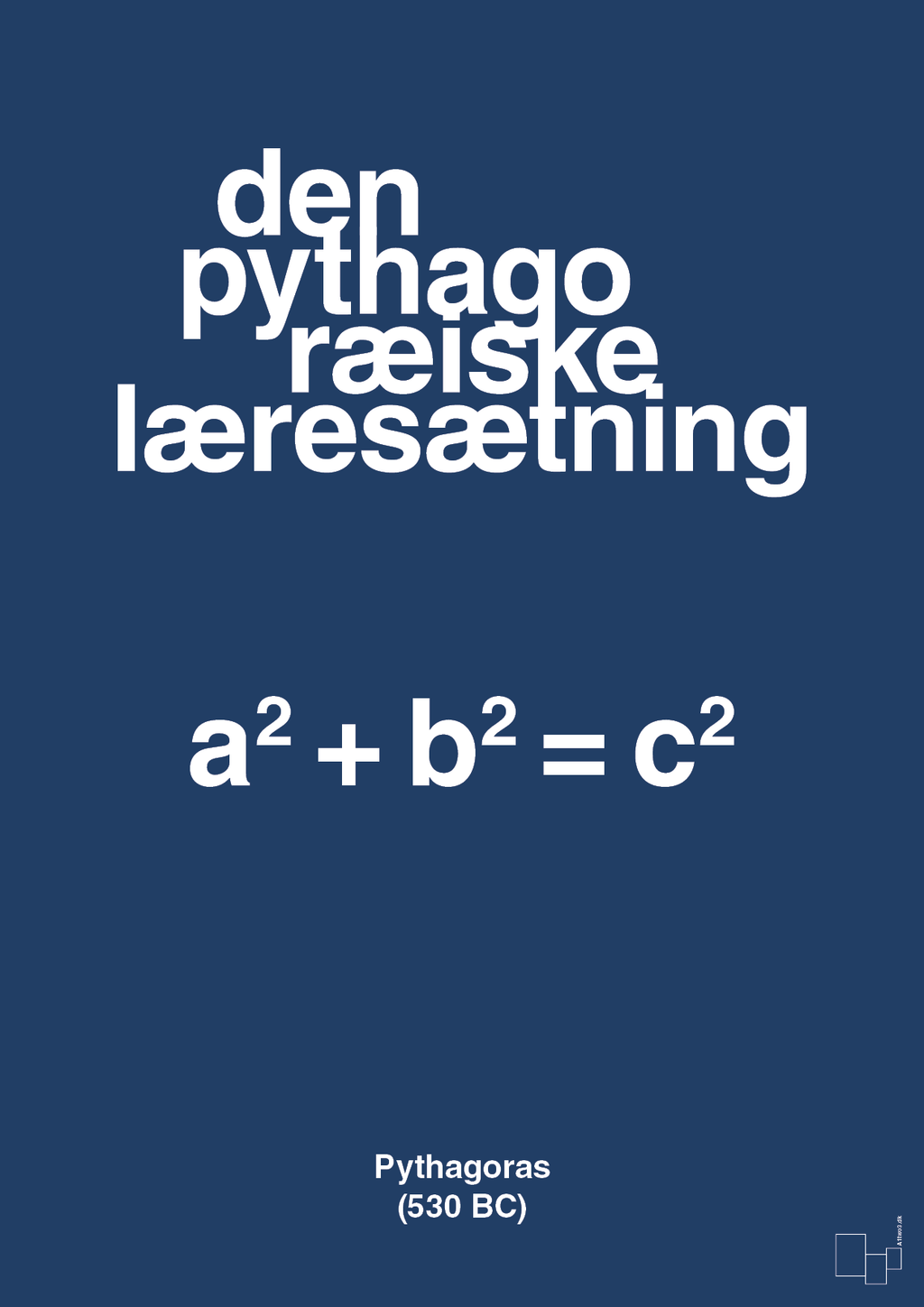 plakat: den pythagoræiske læresætning - lapis blue-Ligninger-A1two3