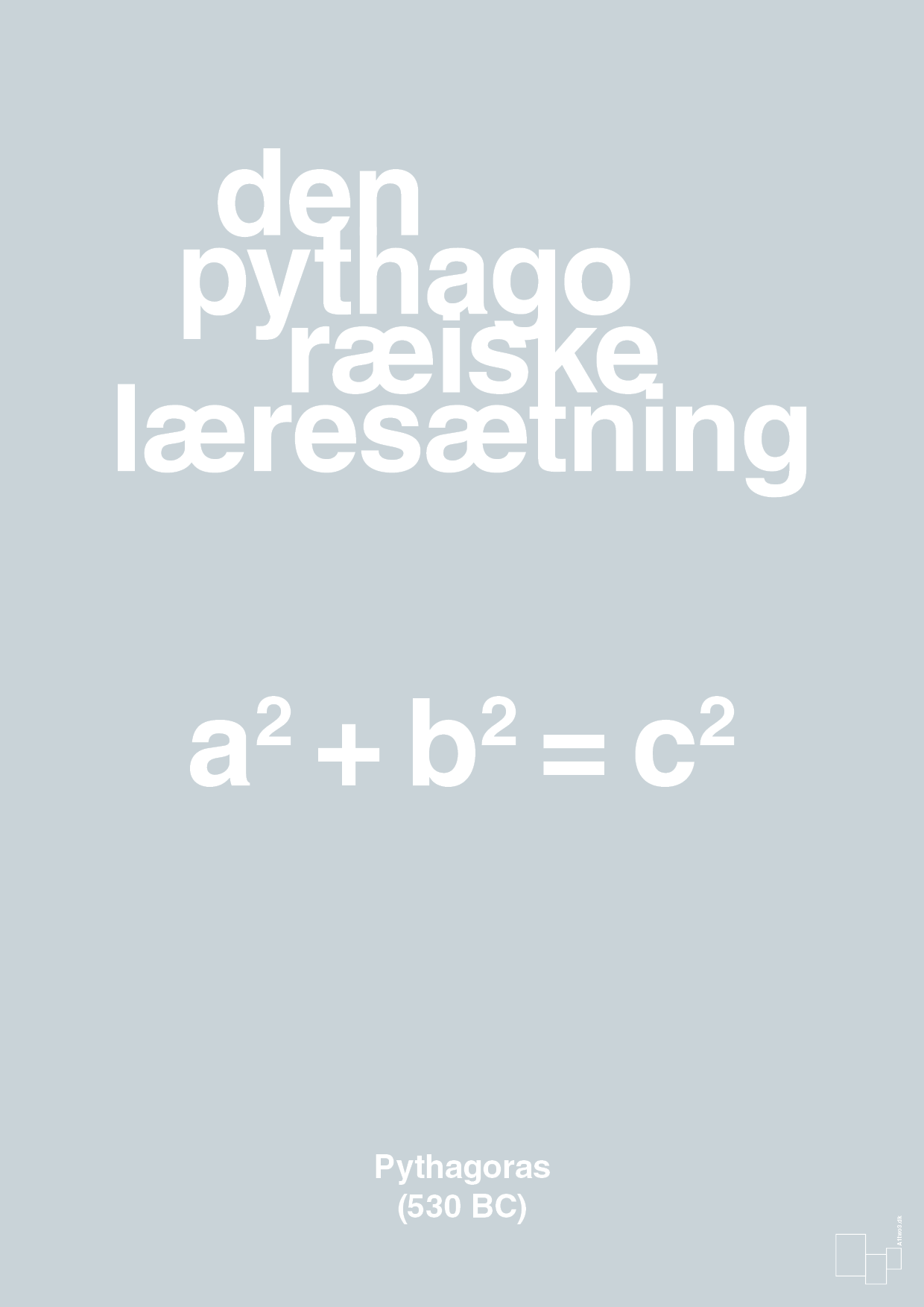 plakat: den pythagoræiske læresætning - light drizzle-Ligninger-A1two3