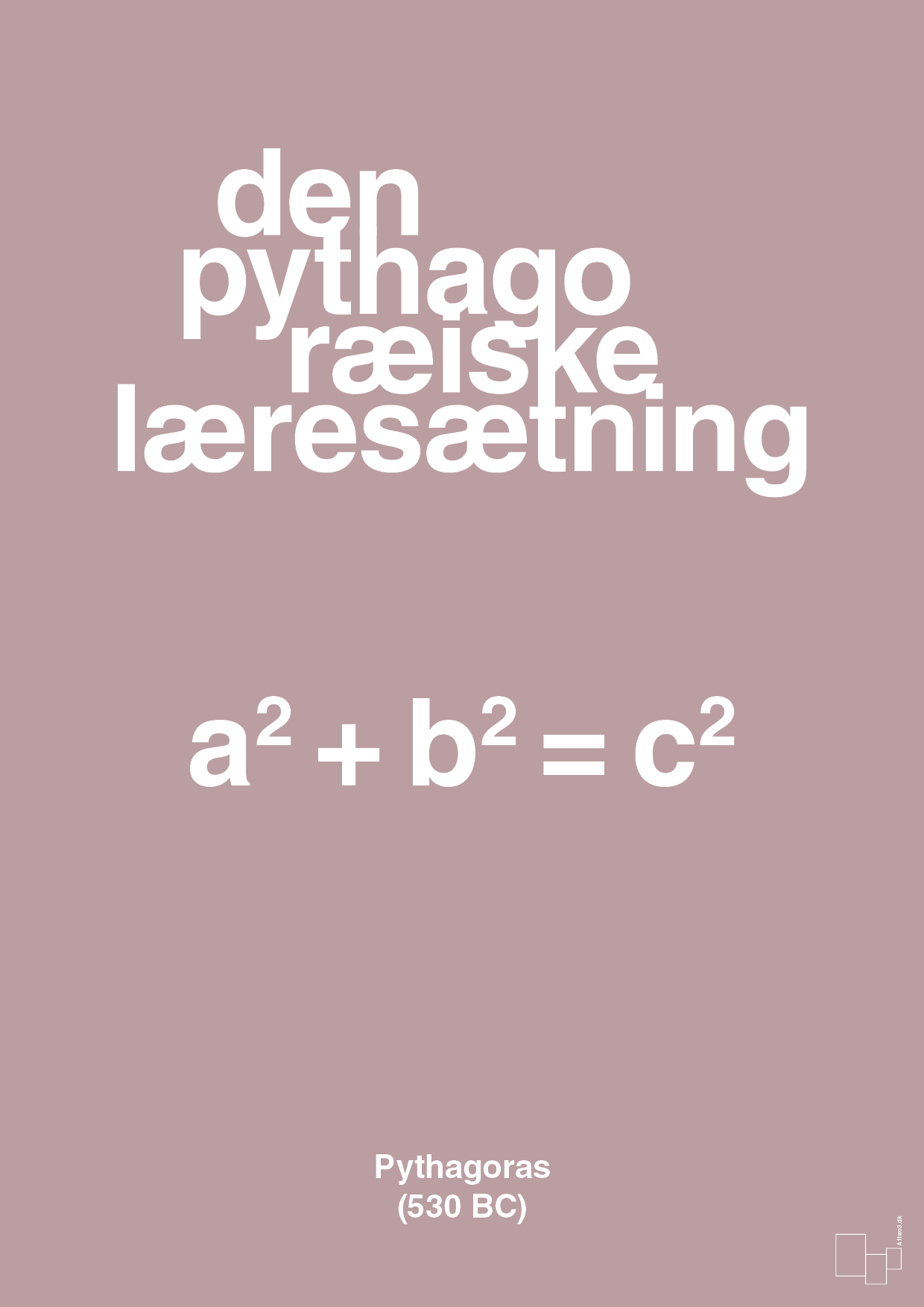 plakat: den pythagoræiske læresætning - light rose-Ligninger-A1two3