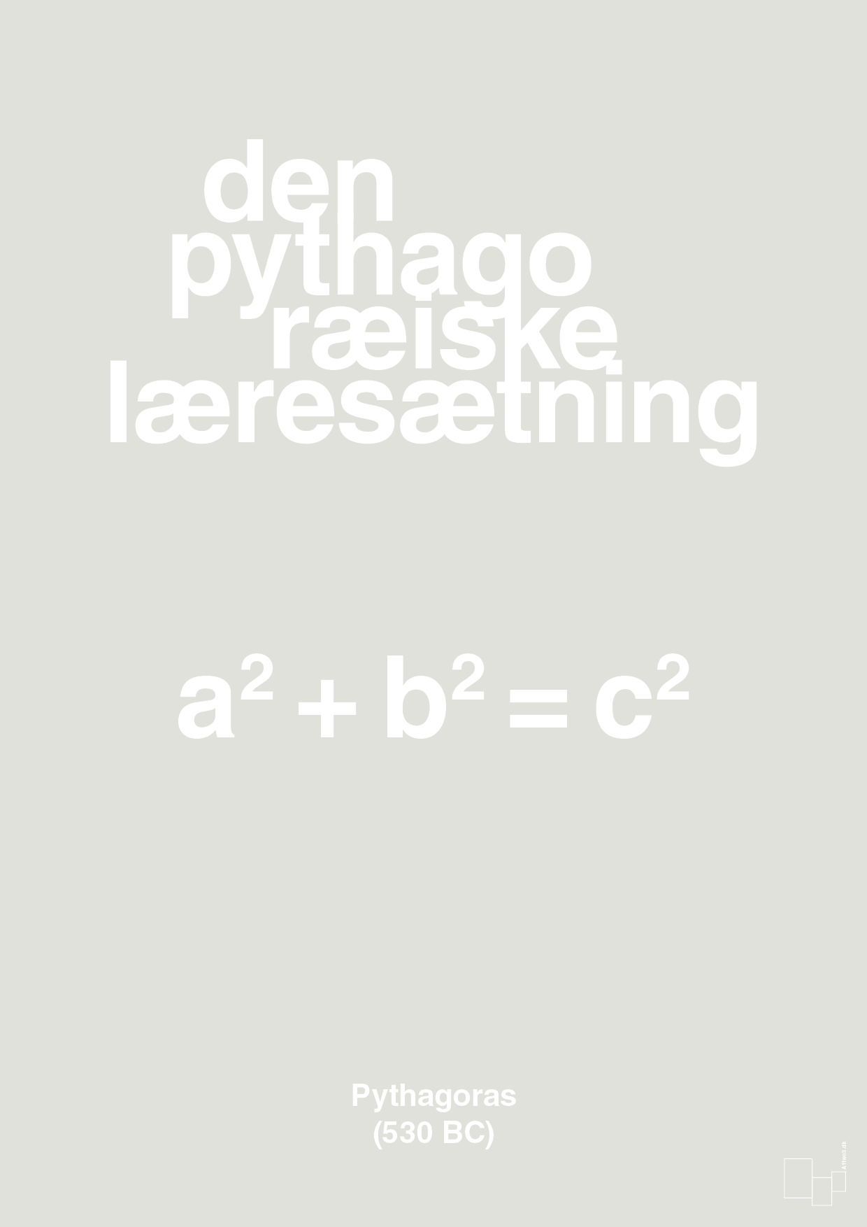 plakat: den pythagoræiske læresætning - painters white-Ligninger-A1two3