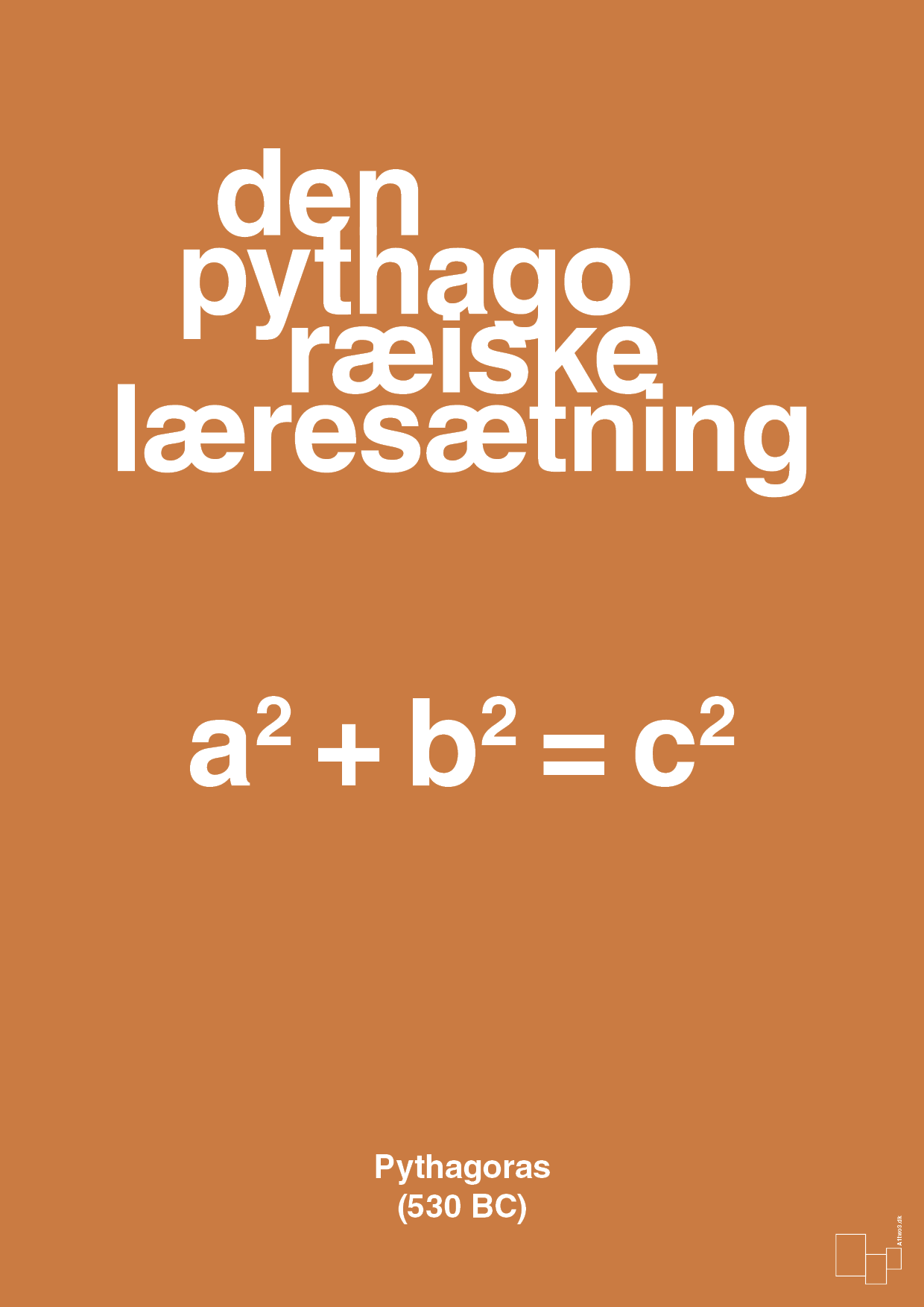 plakat: den pythagoræiske læresætning - rumba orange-Ligninger-A1two3