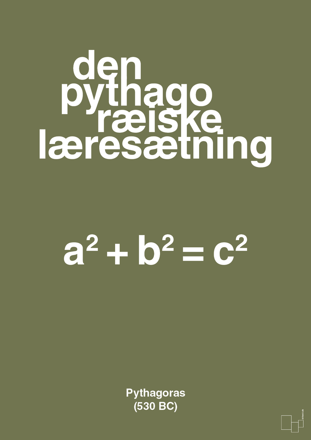 plakat: den pythagoræiske læresætning - secret meadow-Ligninger-A1two3