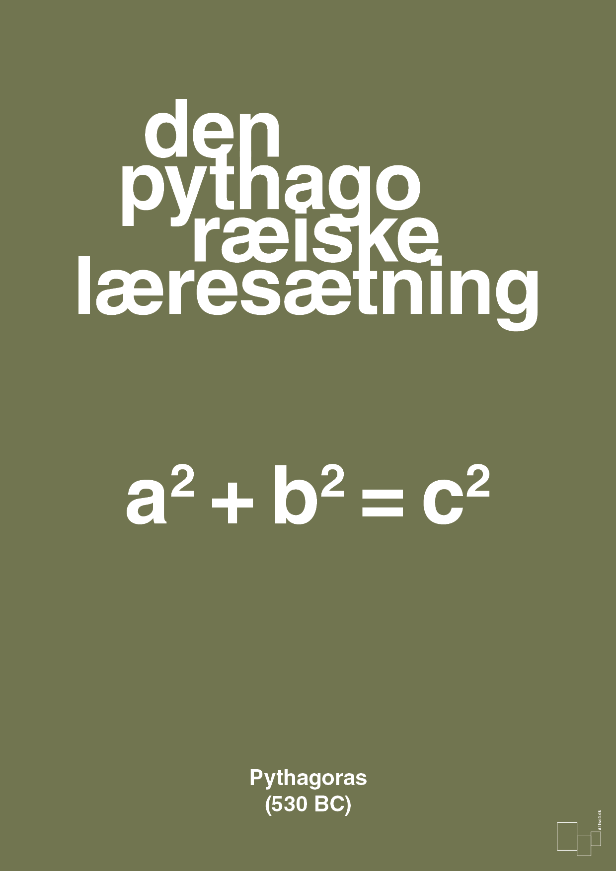 plakat: den pythagoræiske læresætning - secret meadow-Ligninger-A1two3