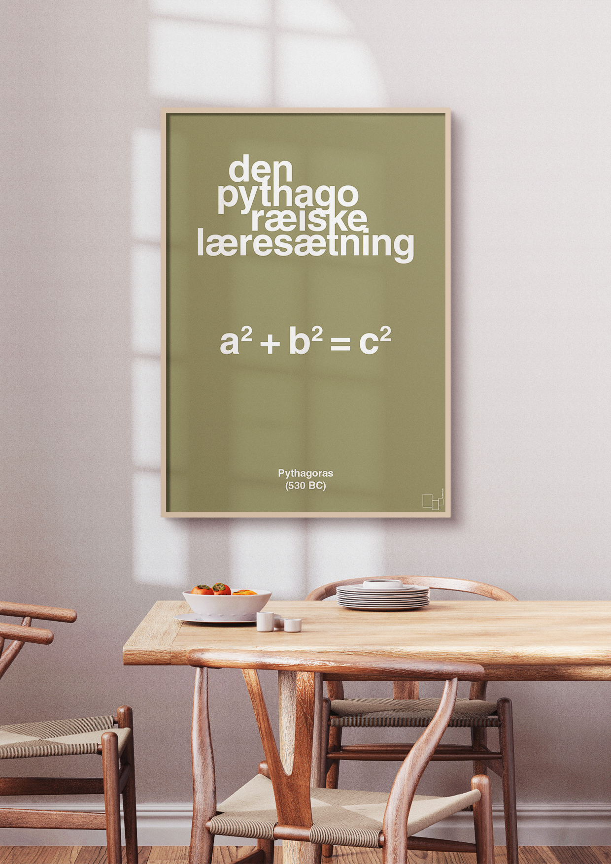 plakat: den pythagoræiske læresætning - broken beige-Ligninger-A1two3