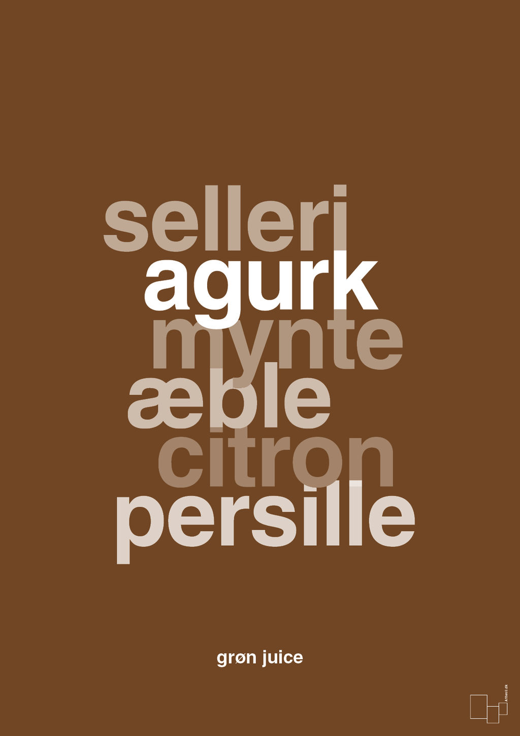 plakat: grøn juice - dark brown-Opskrifter-A1two3