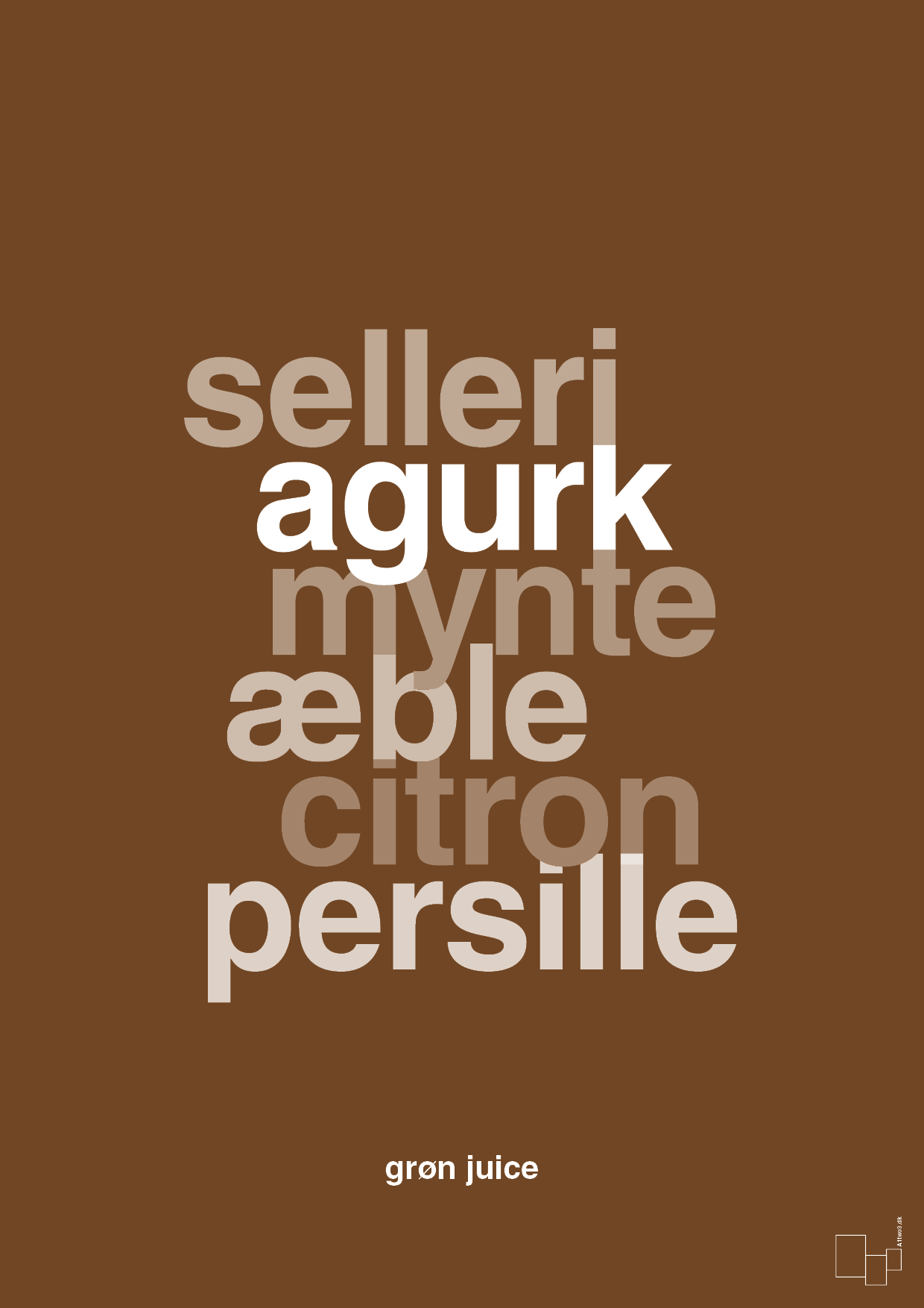 plakat: grøn juice - dark brown-Opskrifter-A1two3
