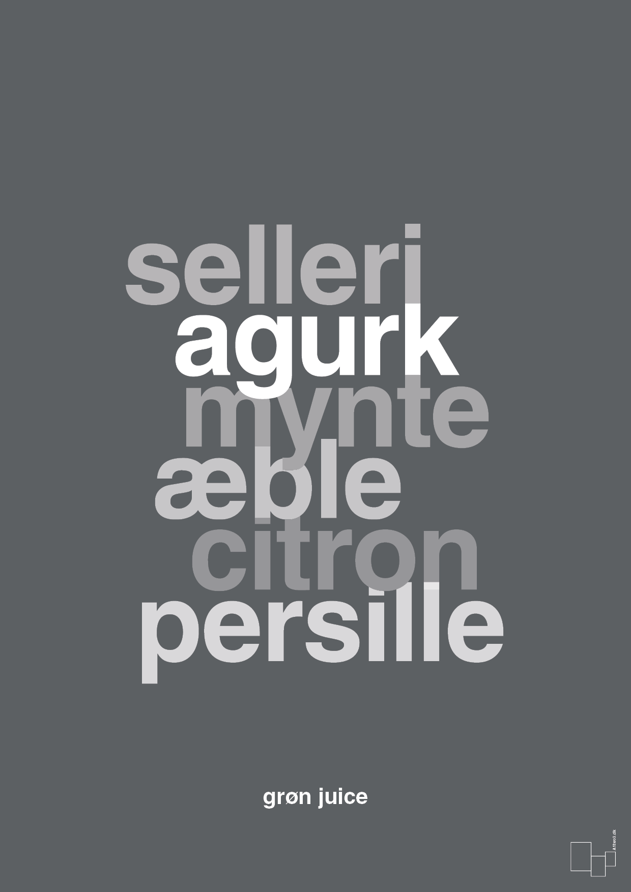 plakat: grøn juice - graphic charcoal-Opskrifter-A1two3