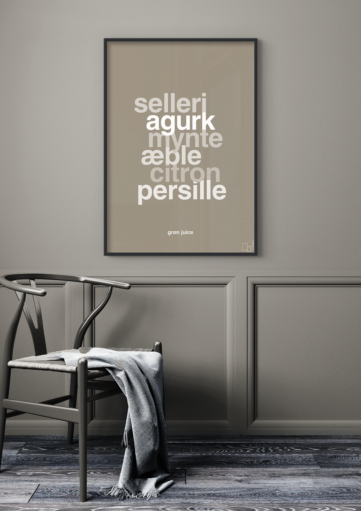 plakat: grøn juice - graphic charcoal-Opskrifter-A1two3