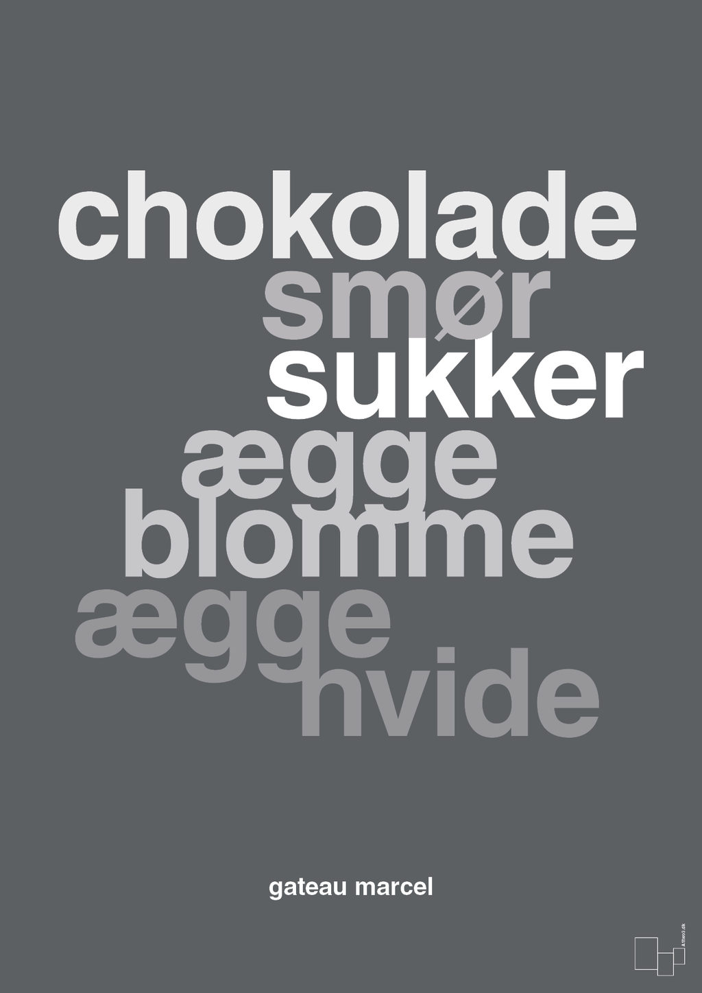 plakat: gateau marcel - graphic charcoal-Opskrifter-A1two3