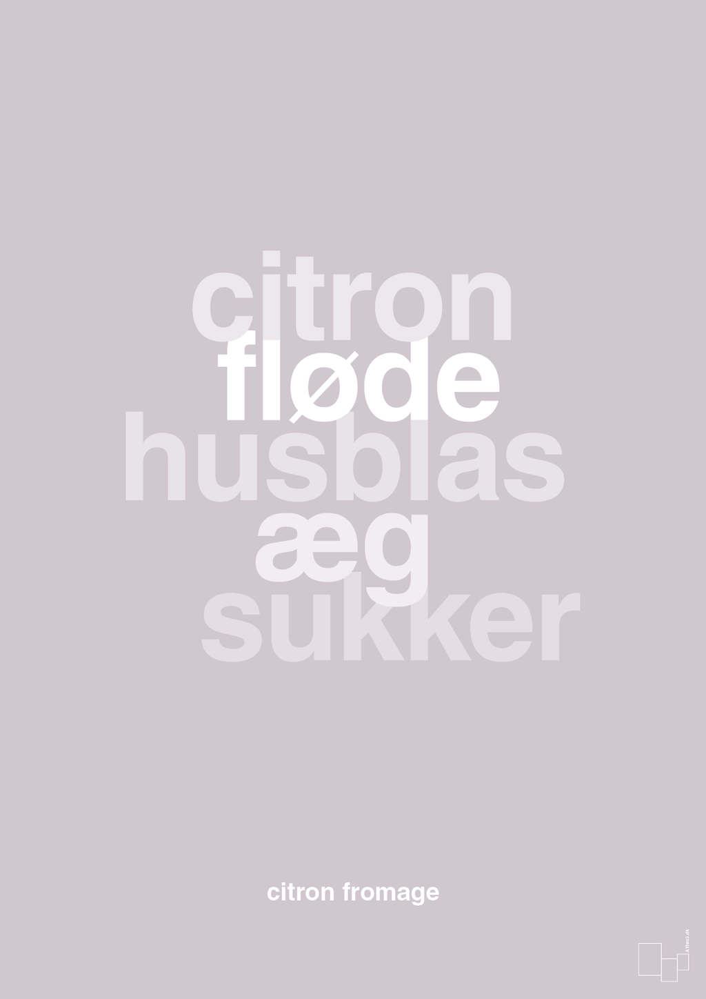 plakat: citron fromage - dusty lilac-Opskrifter-A1two3