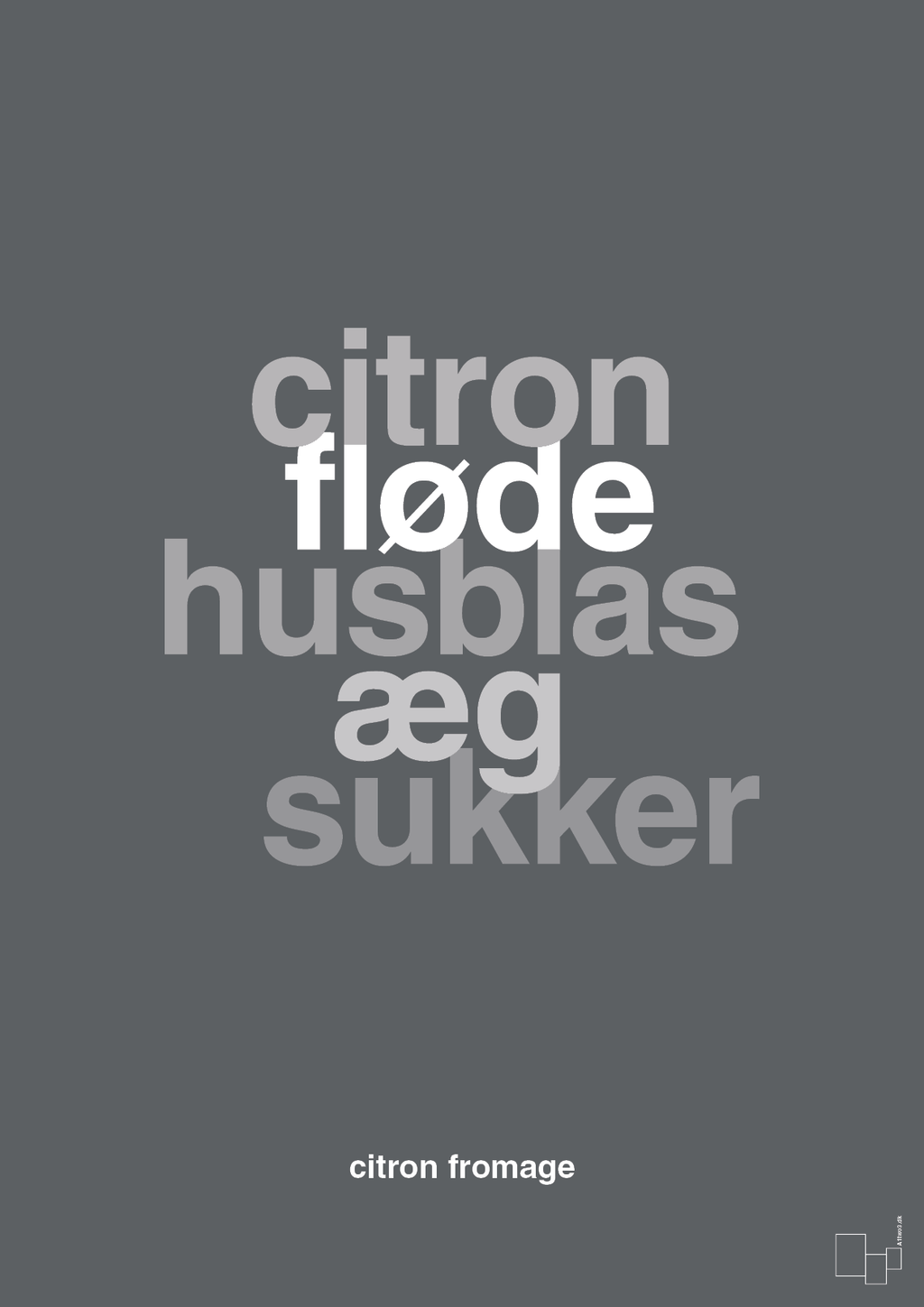 plakat: citron fromage - graphic charcoal-Opskrifter-A1two3