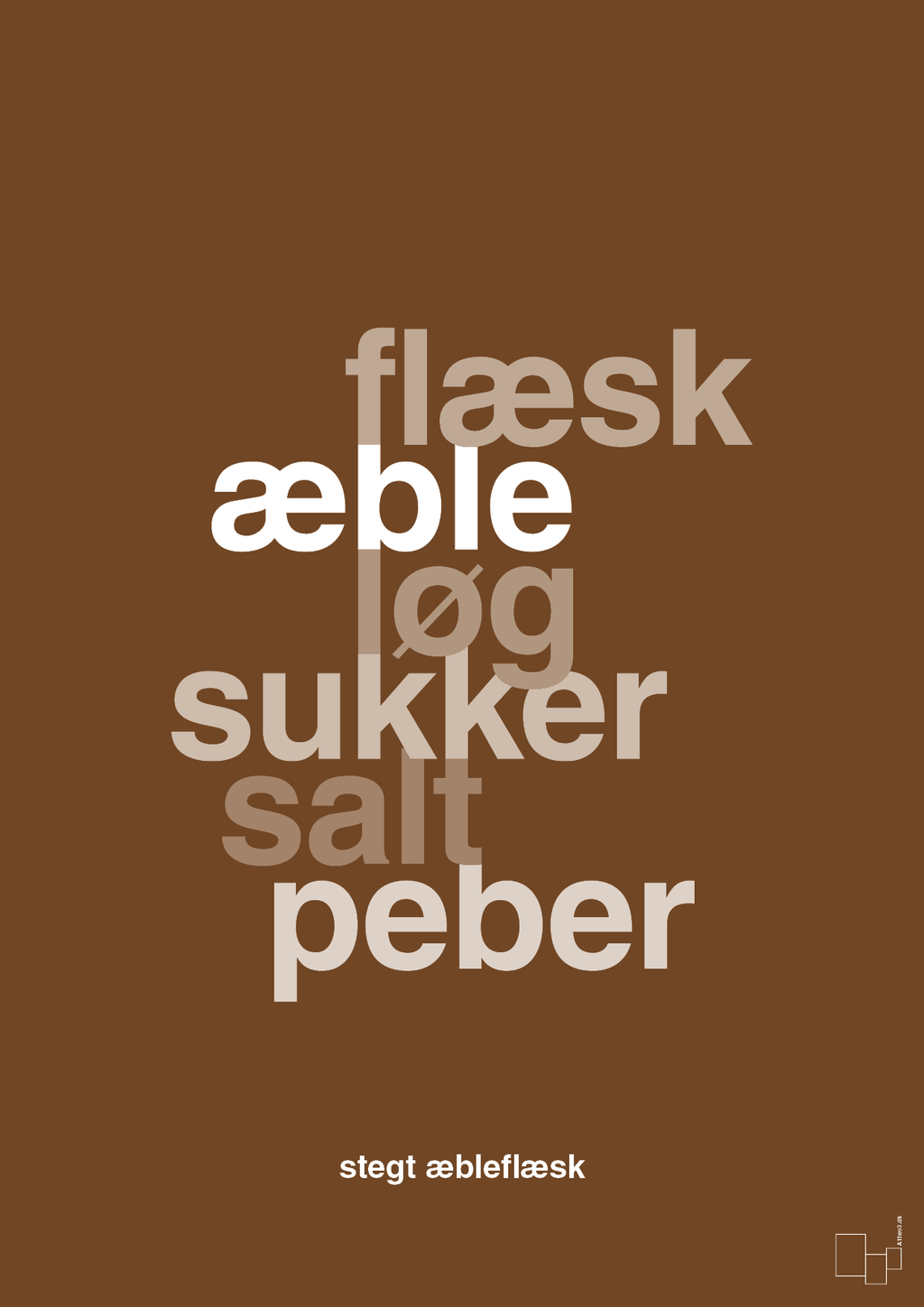 plakat: stegt flæsk - dark brown-Opskrifter-A1two3