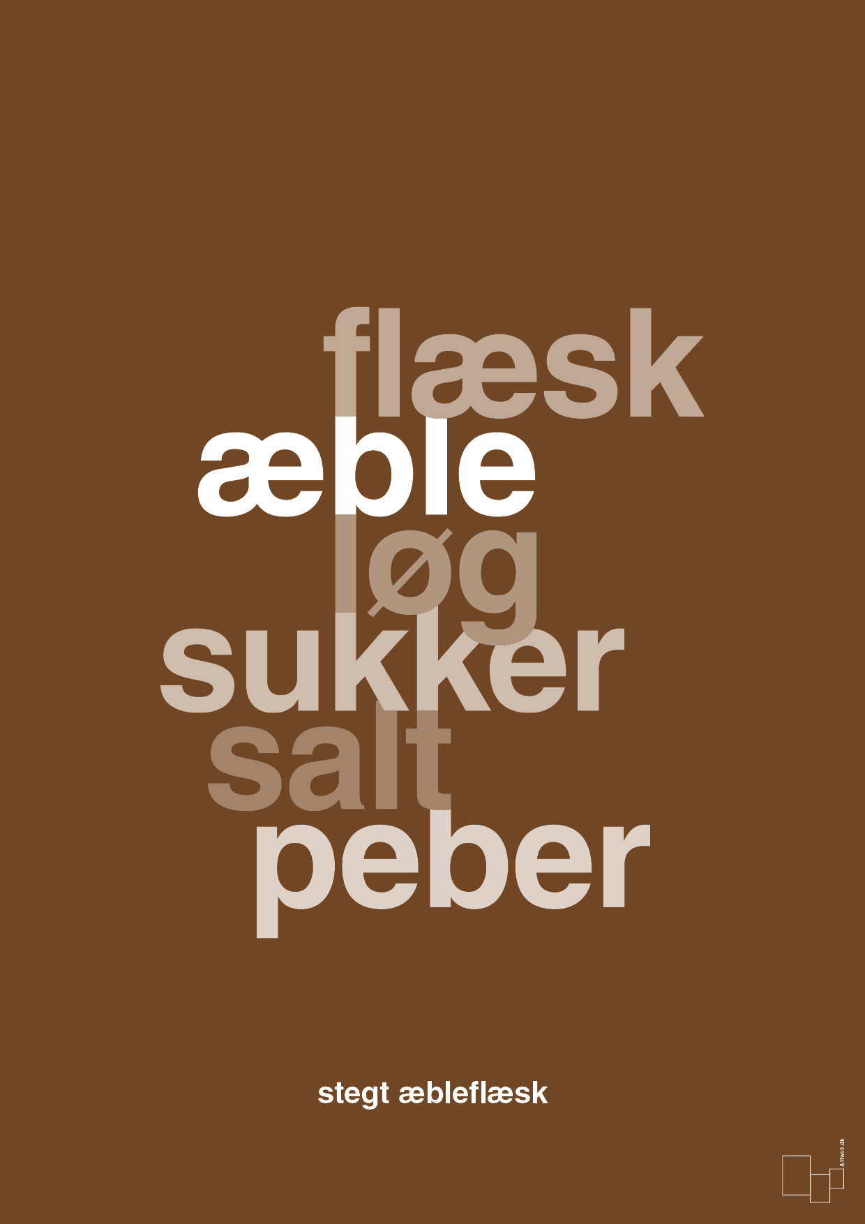 plakat: stegt flæsk - dark brown-Opskrifter-A1two3