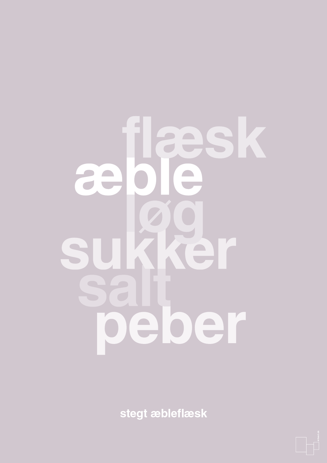plakat: stegt flæsk - dusty lilac-Opskrifter-A1two3