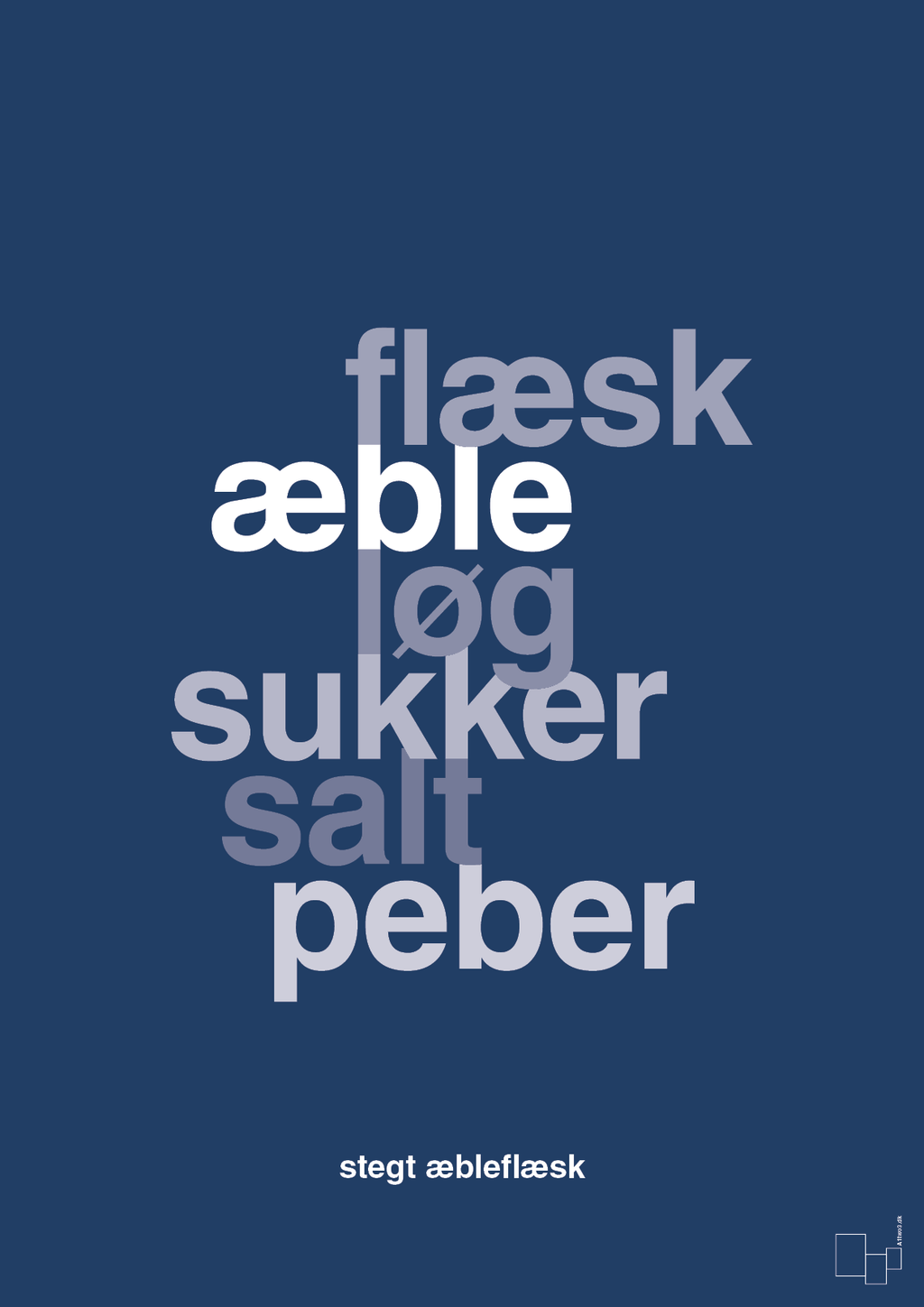 plakat: stegt flæsk - lapis blue-Opskrifter-A1two3