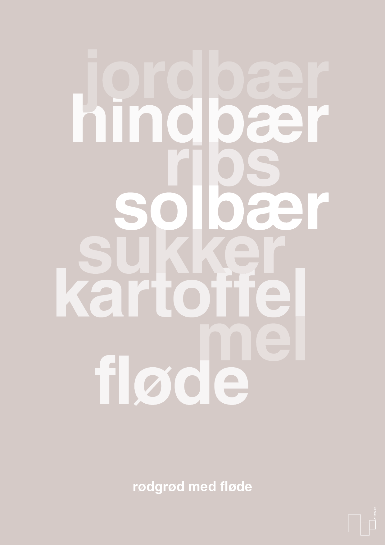 plakat: rødgrød med fløde - broken beige-Opskrifter-A1two3