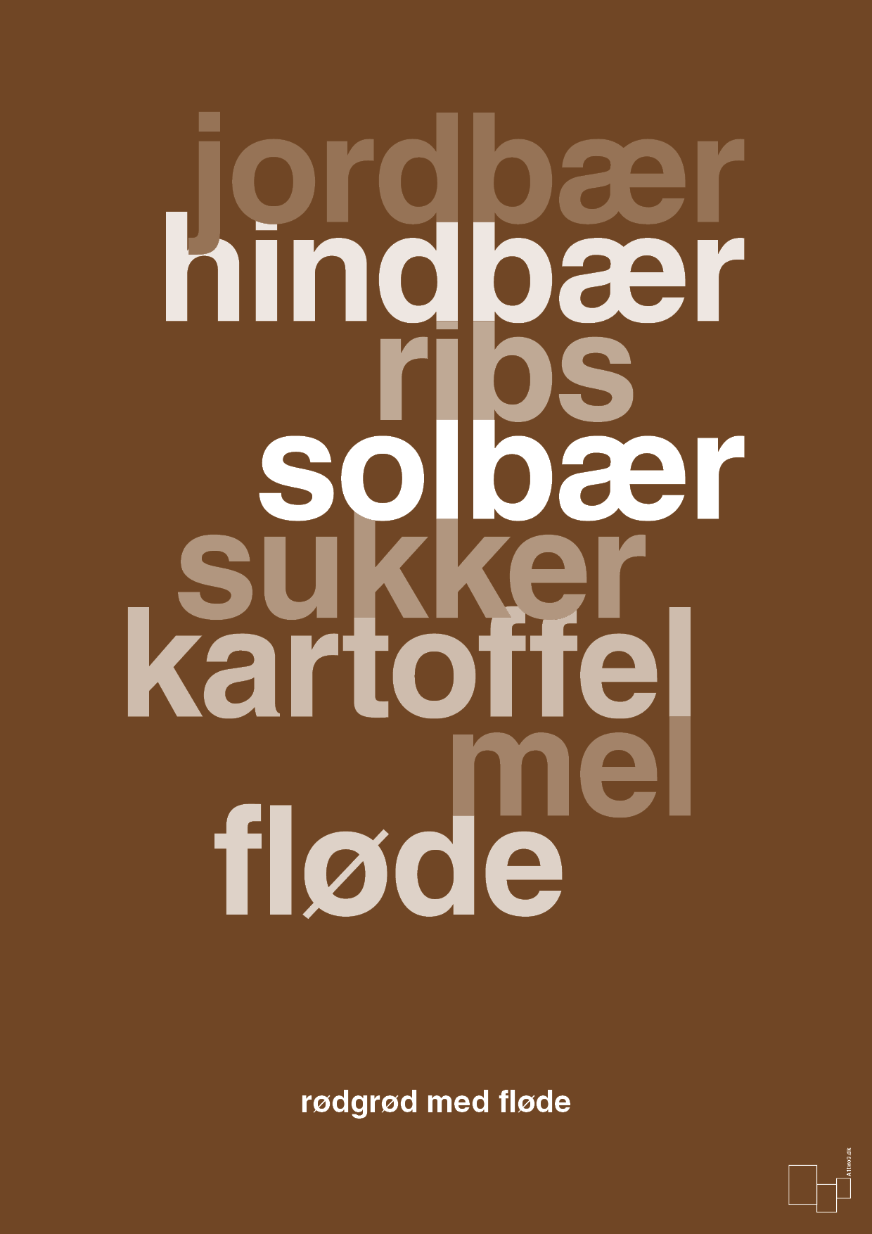 plakat: rødgrød med fløde - dark brown-Opskrifter-A1two3