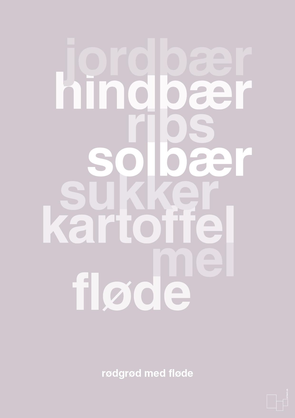 plakat: rødgrød med fløde - dusty lilac-Opskrifter-A1two3