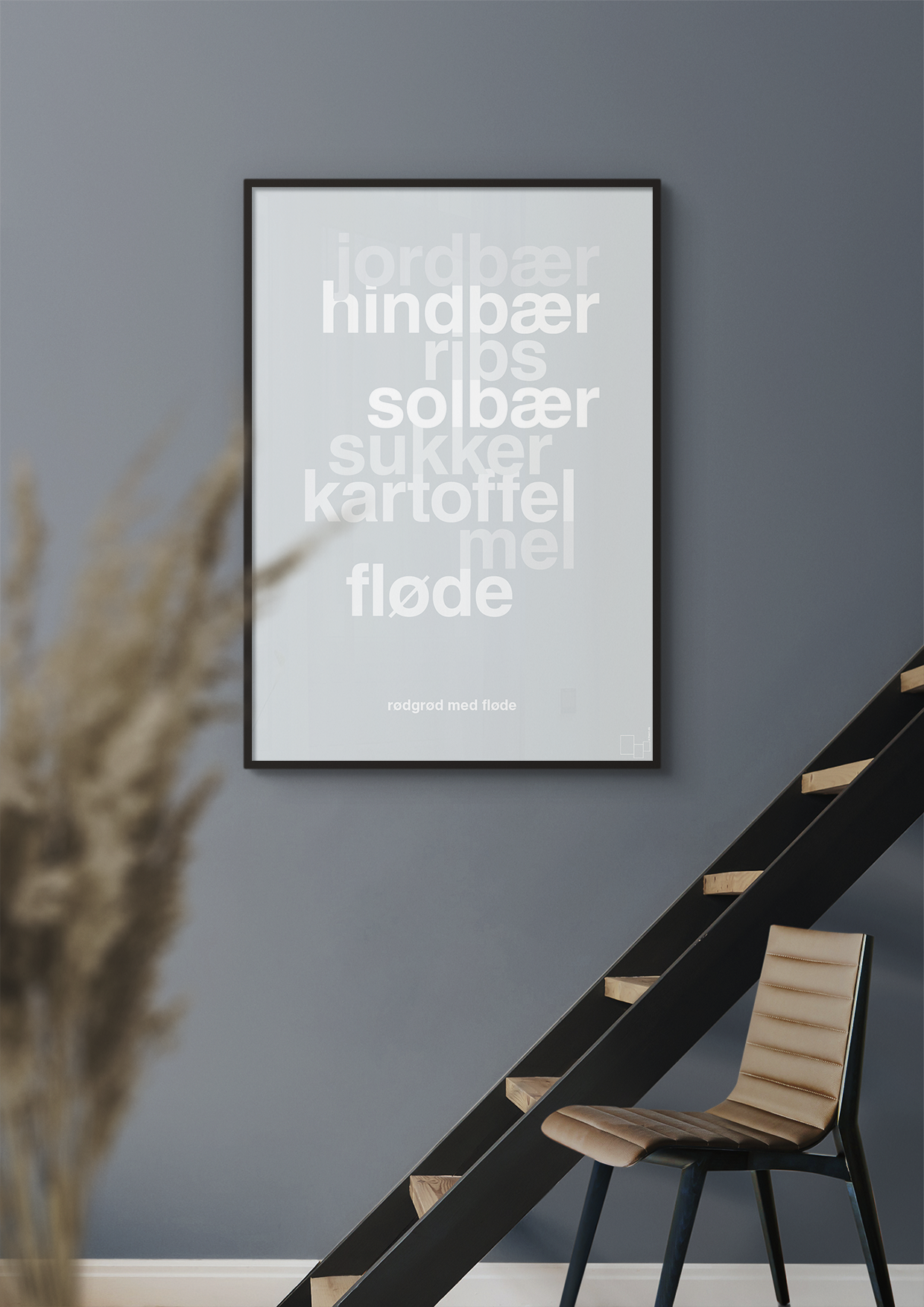 plakat: rødgrød med fløde - graphic charcoal-Opskrifter-A1two3
