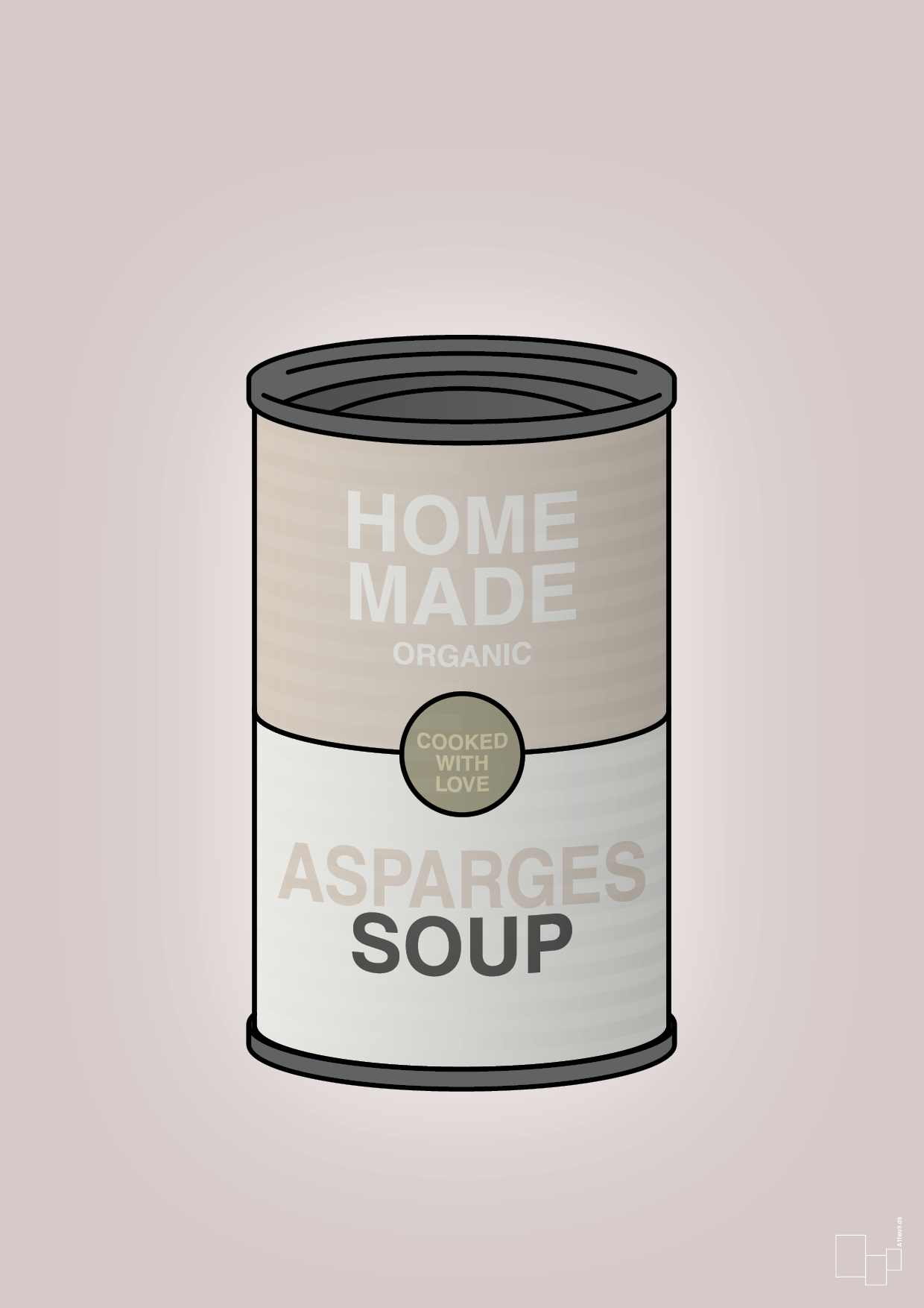 plakat: dåse med asparges soup - broken beige-Dåser-A1two3