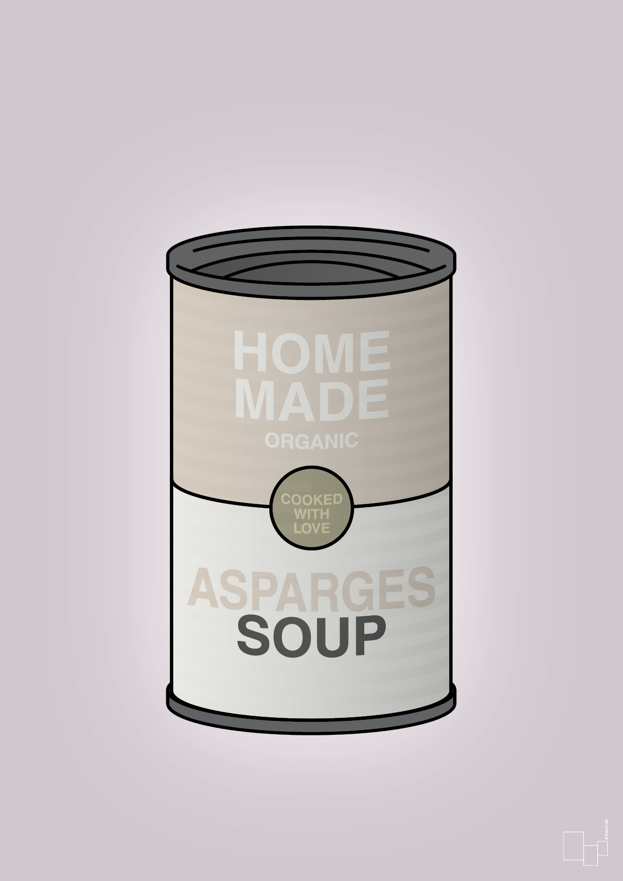 plakat: dåse med asparges soup - dusty lilac-Dåser-A1two3
