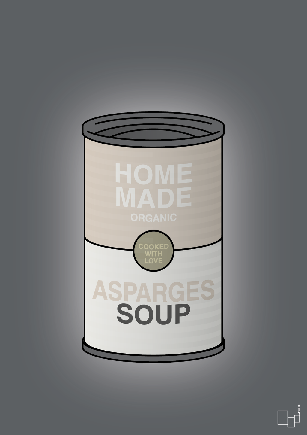 plakat: dåse med asparges soup - graphic charcoal-Dåser-A1two3