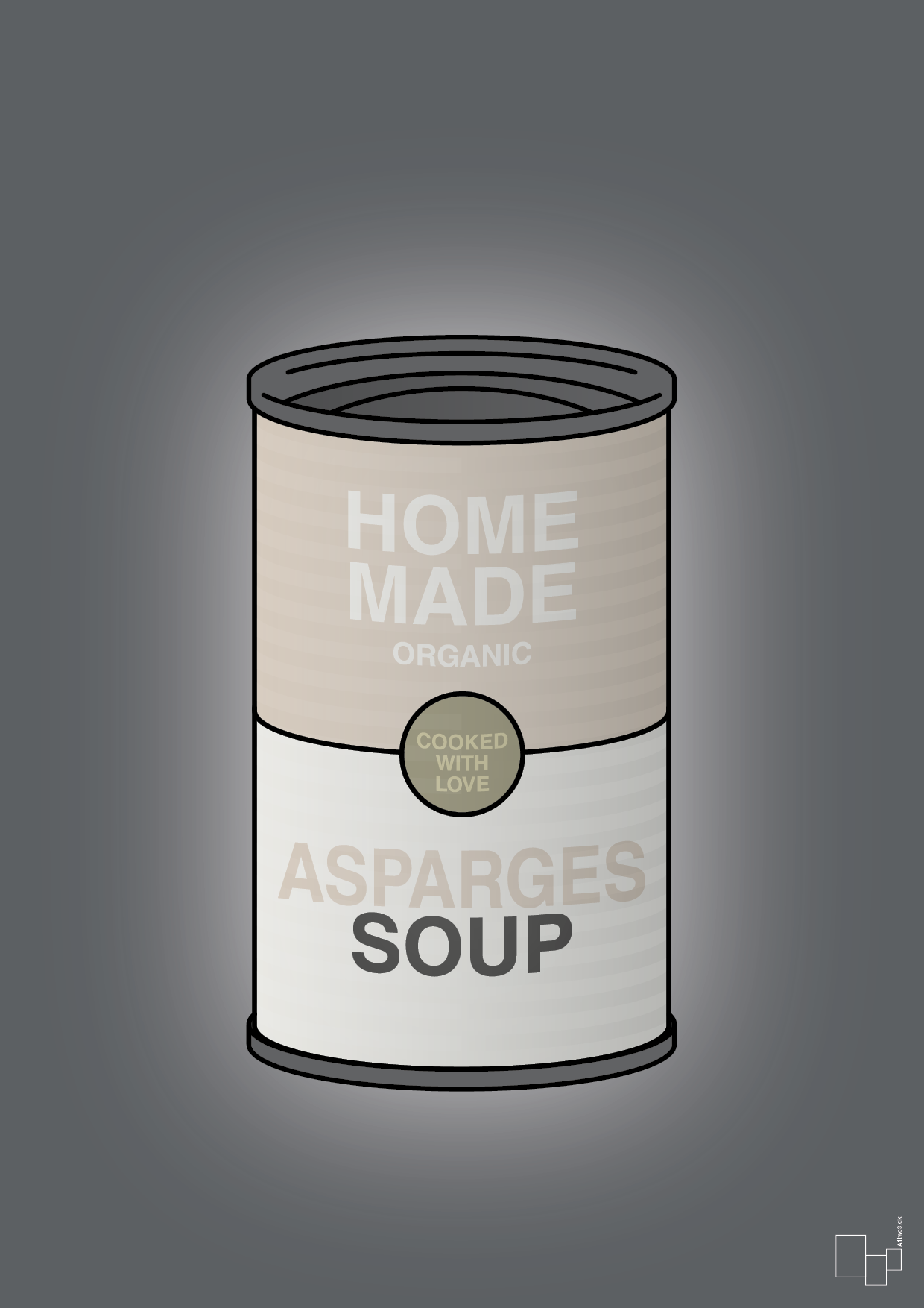 plakat: dåse med asparges soup - graphic charcoal-Dåser-A1two3