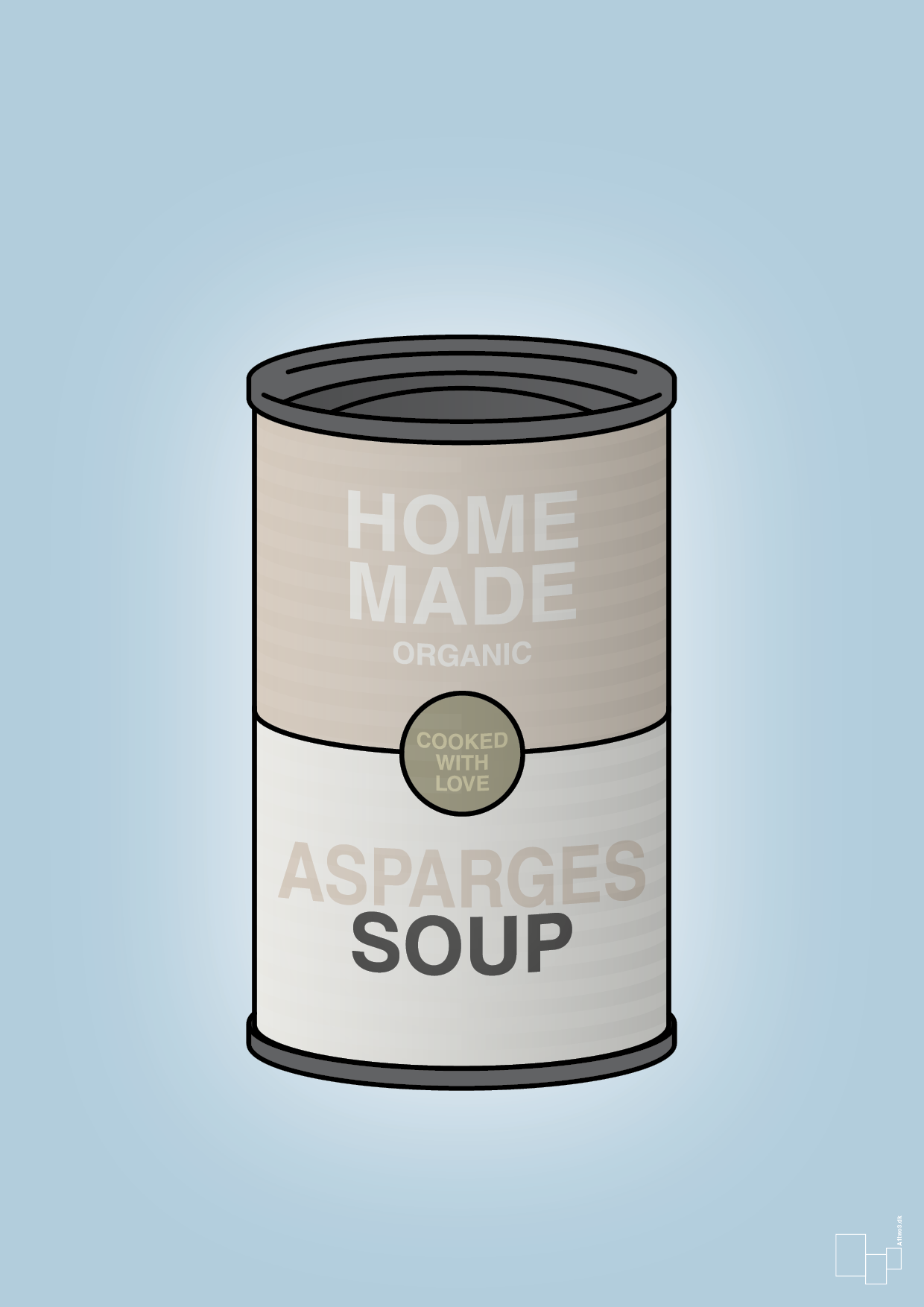 plakat: dåse med asparges soup - heavenly blue-Dåser-A1two3