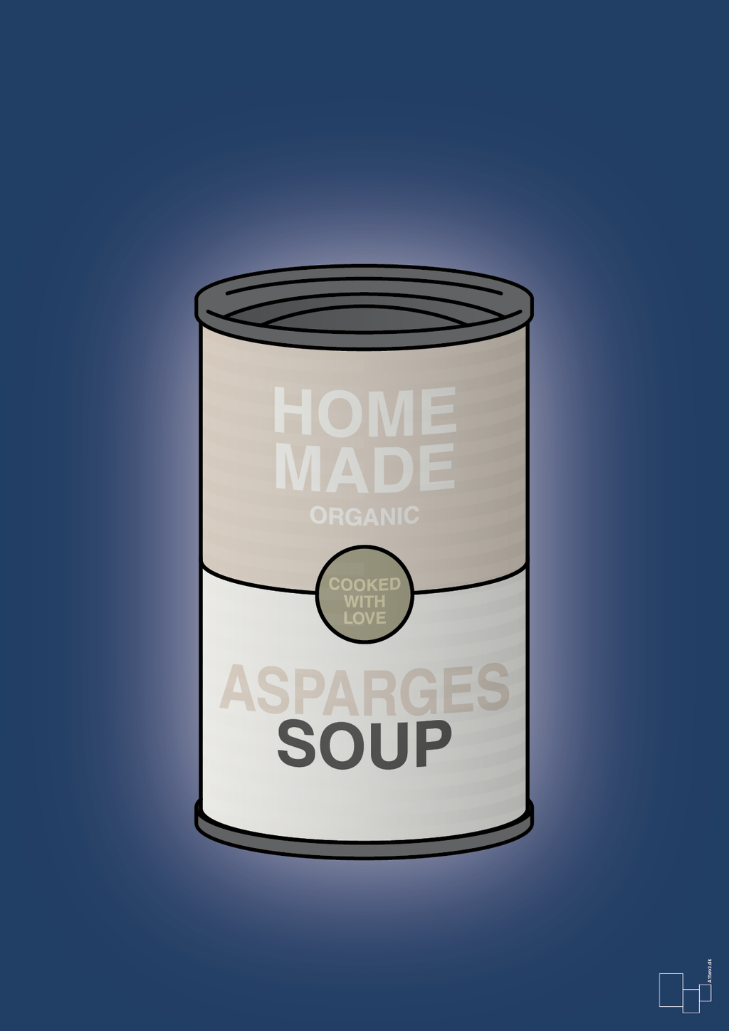 plakat: dåse med asparges soup - lapis blue-Dåser-A1two3
