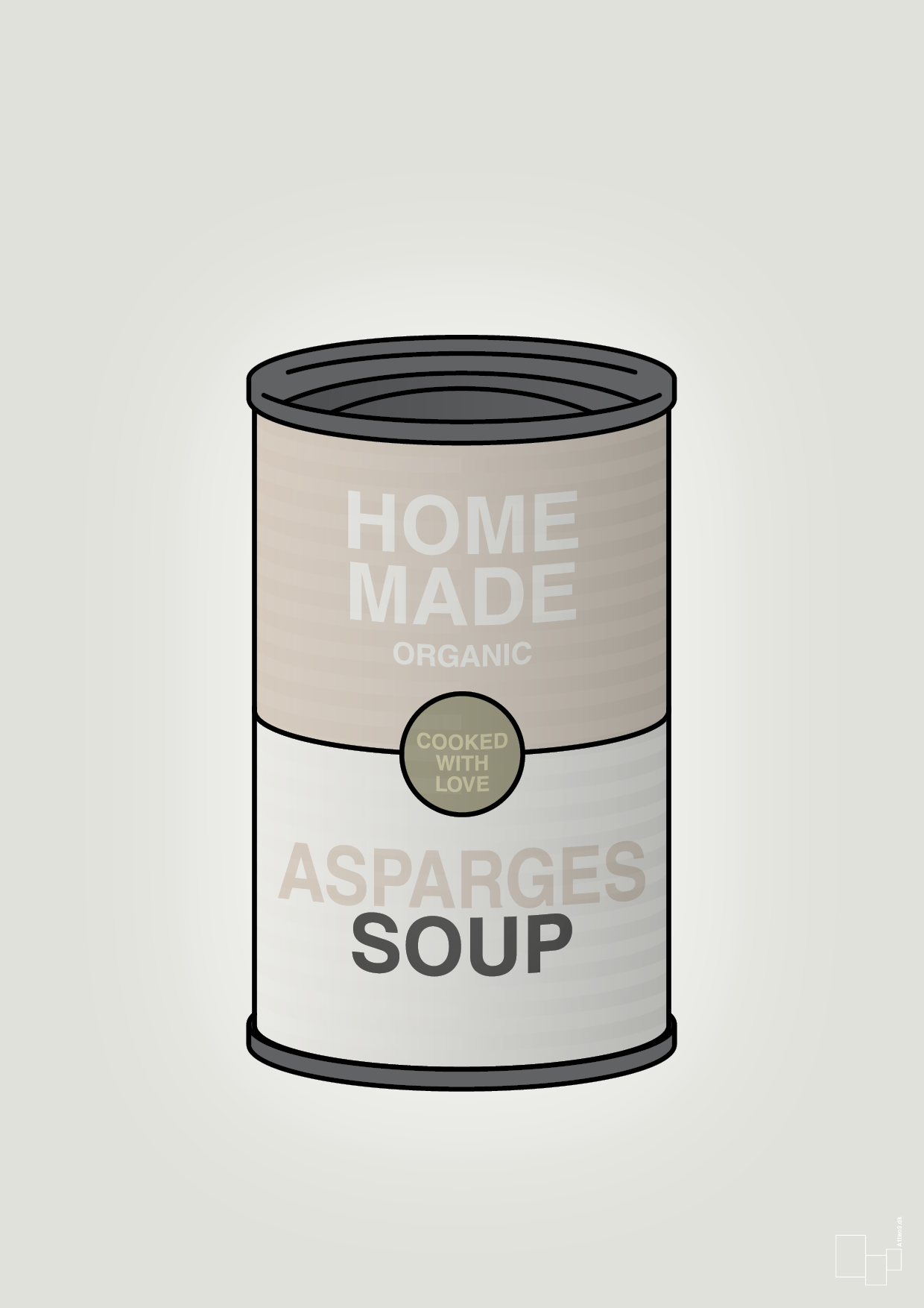 plakat: dåse med asparges soup - painters white-Dåser-A1two3
