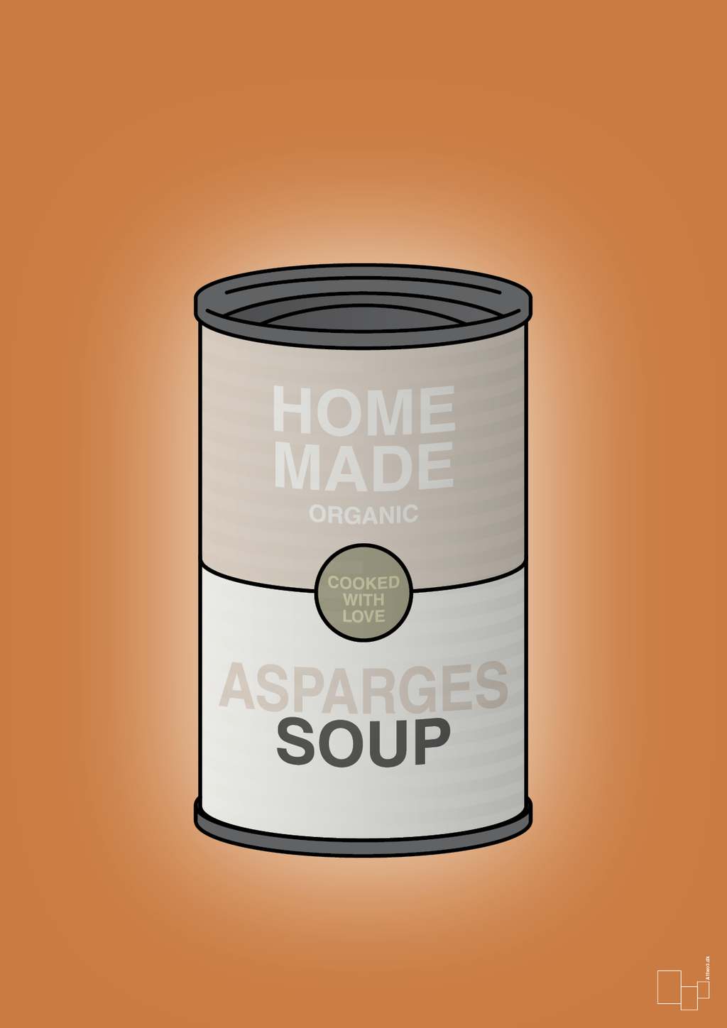 plakat: dåse med asparges soup - rumba orange-Dåser-A1two3