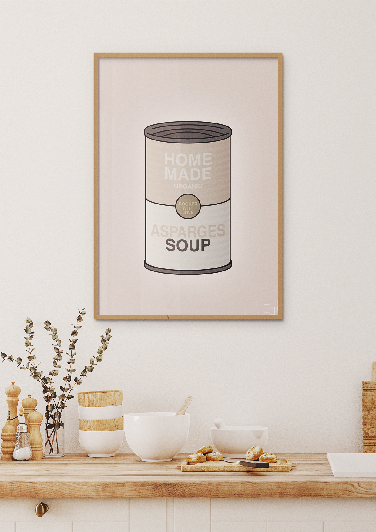 plakat: dåse med asparges soup - graphic charcoal-Dåser-A1two3