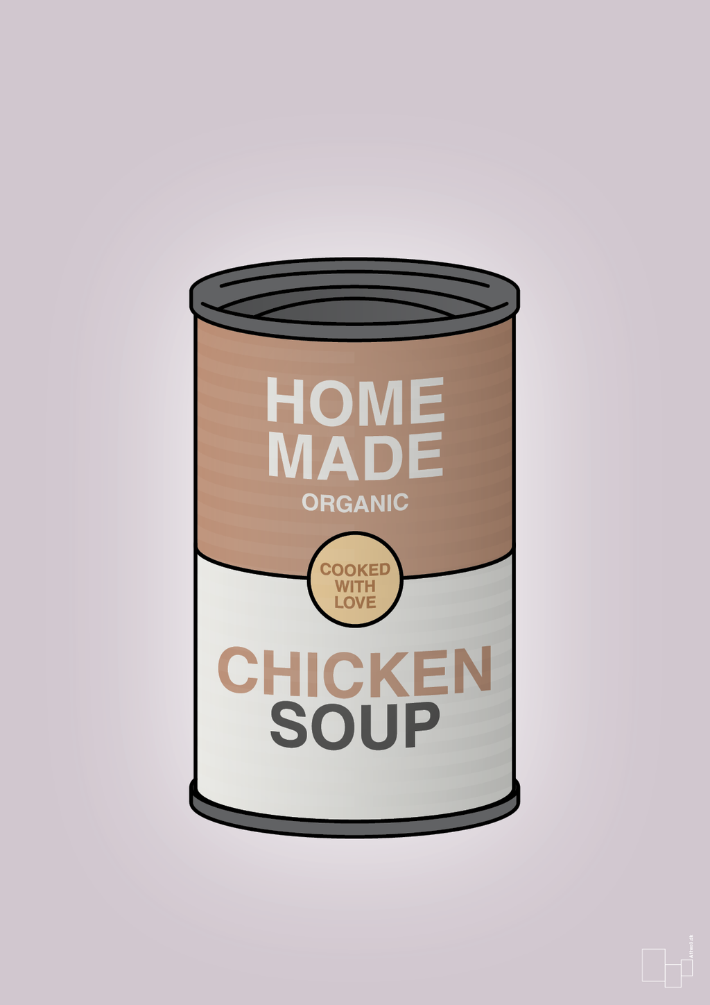 plakat: dåse med chicken soup - dusty lilac-Dåser-A1two3