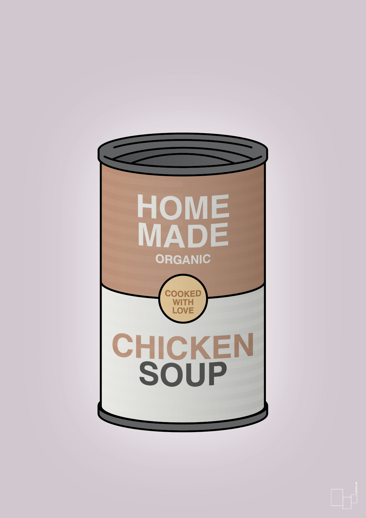 plakat: dåse med chicken soup - dusty lilac-Dåser-A1two3