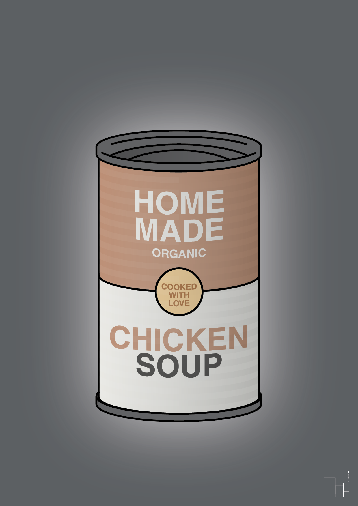 plakat: dåse med chicken soup - graphic charcoal-Dåser-A1two3
