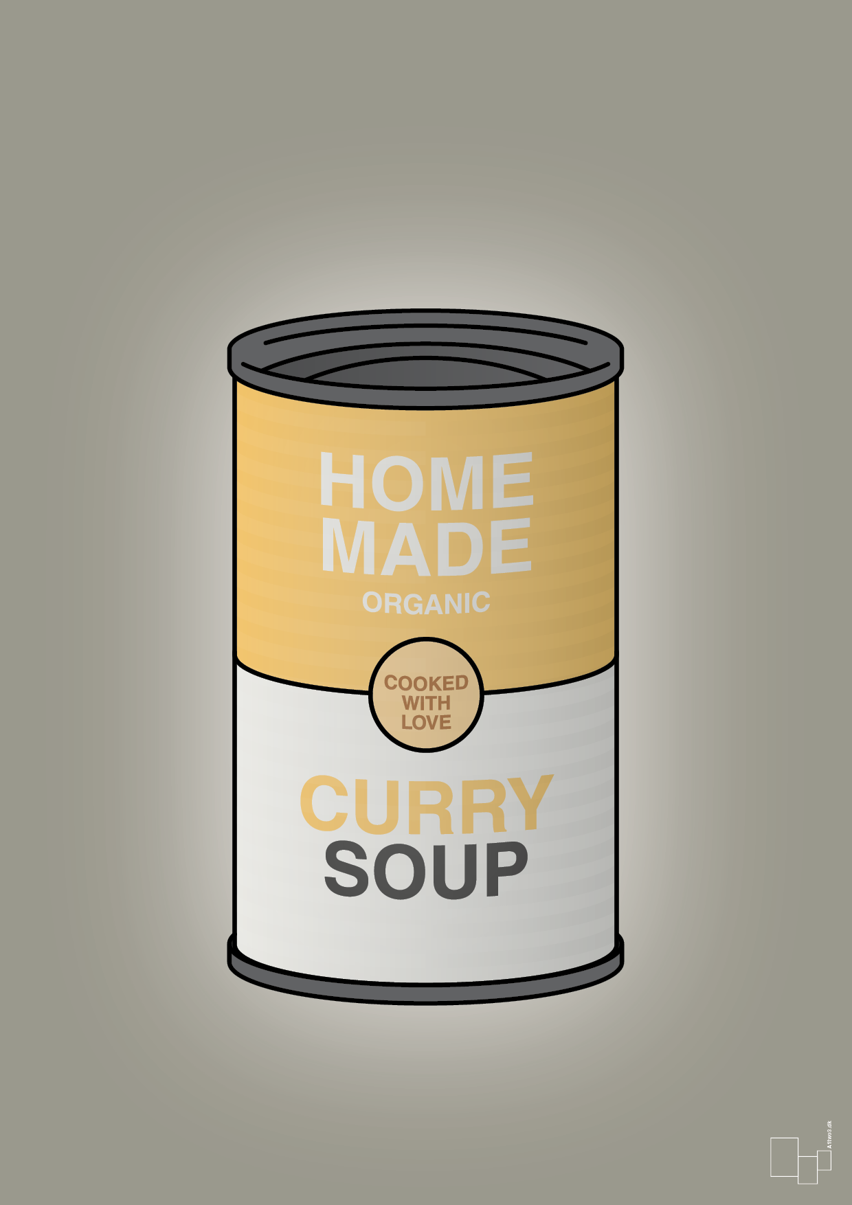 plakat: dåse med curry soup - battleship gray-Dåser-A1two3