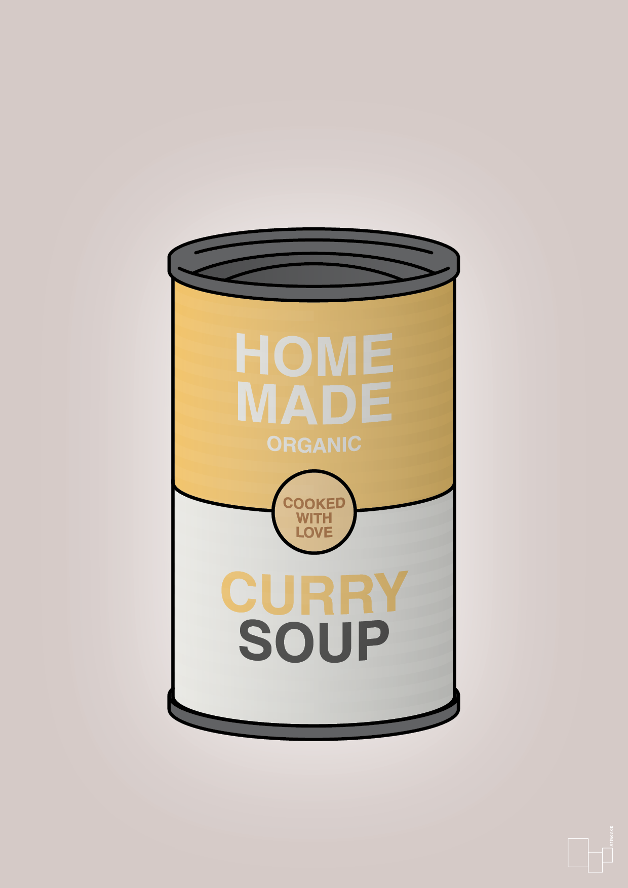 plakat: dåse med curry soup - broken beige-Dåser-A1two3