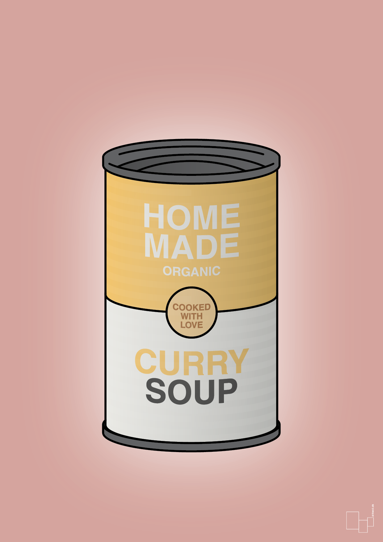 plakat: dåse med curry soup - bubble shell-Dåser-A1two3