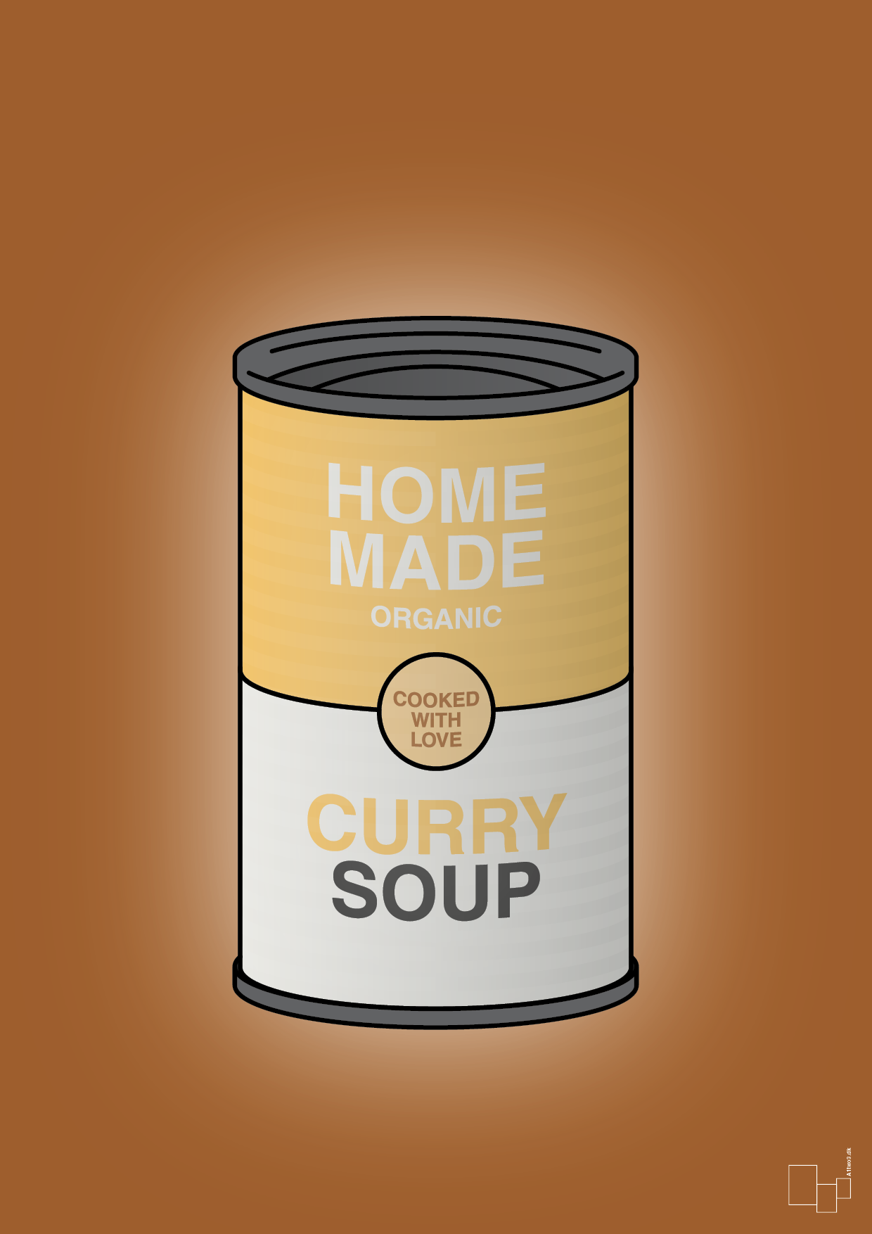 plakat: dåse med curry soup - cognac-Dåser-A1two3